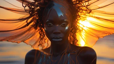 Portrait Of A Woman With Metallic Body Paint
