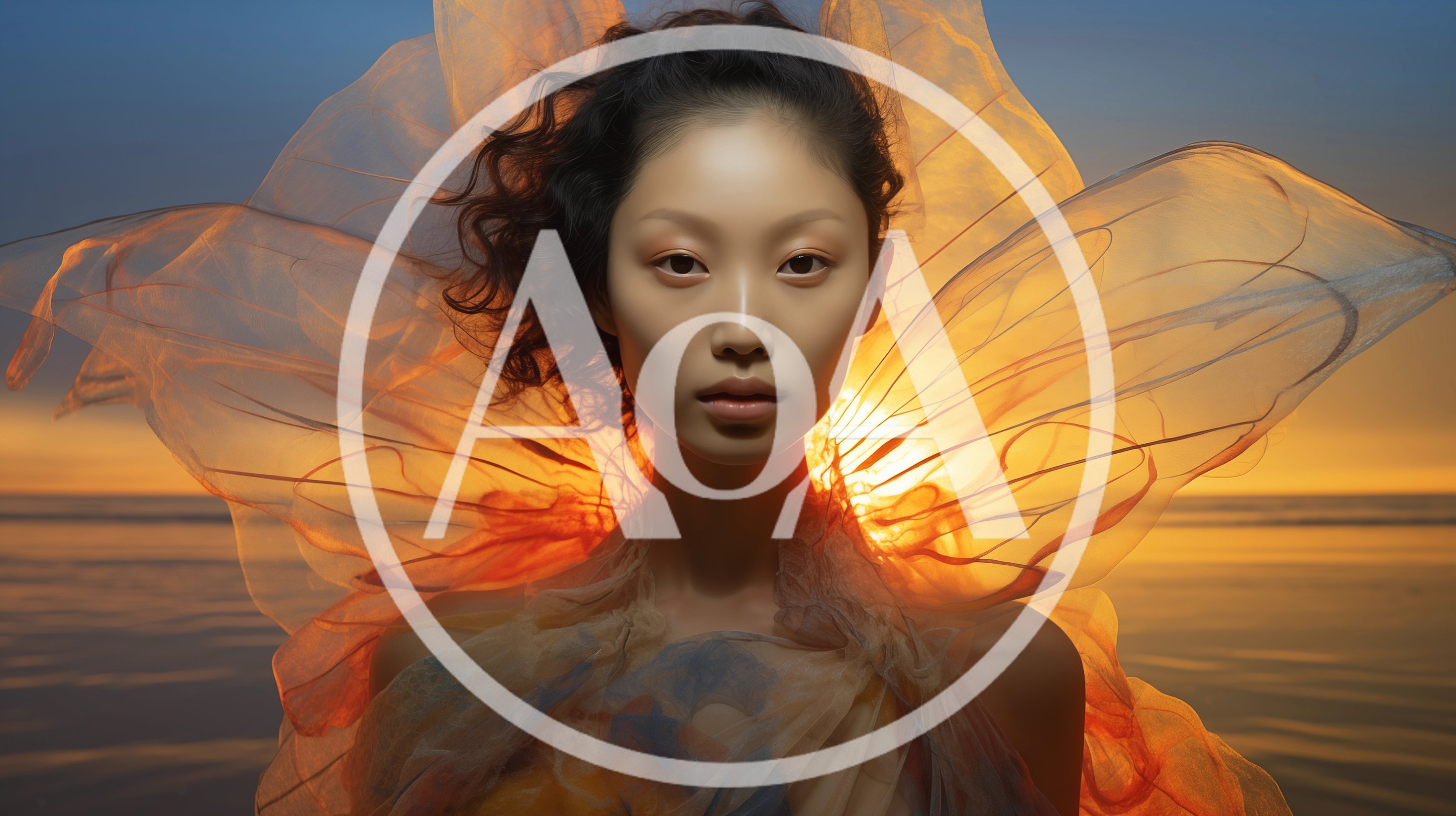 Portrait of a Woman with Ethereal Fabric Wings