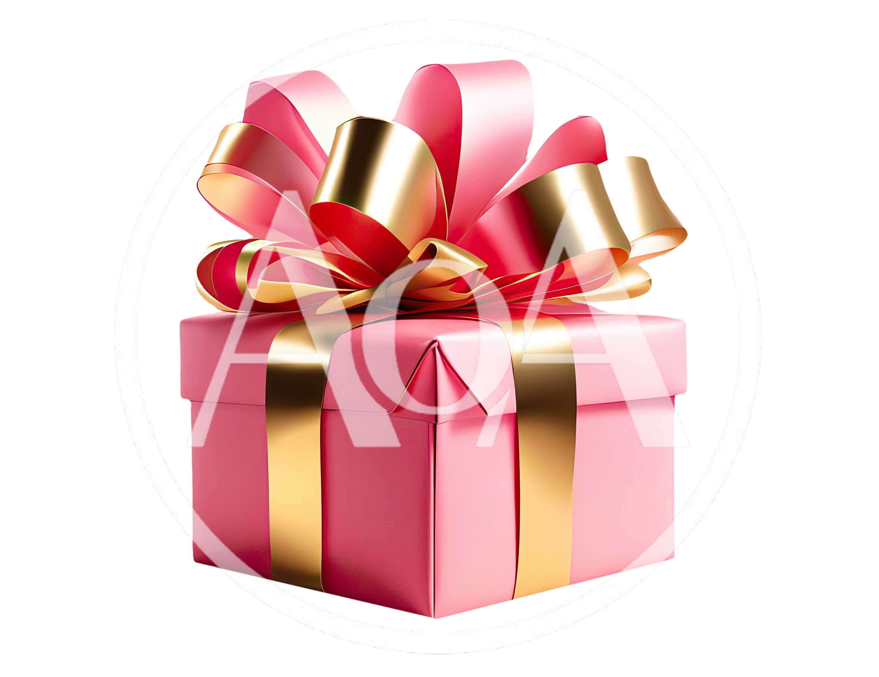 Pink Gift Box With Gold Ribbon And Bow