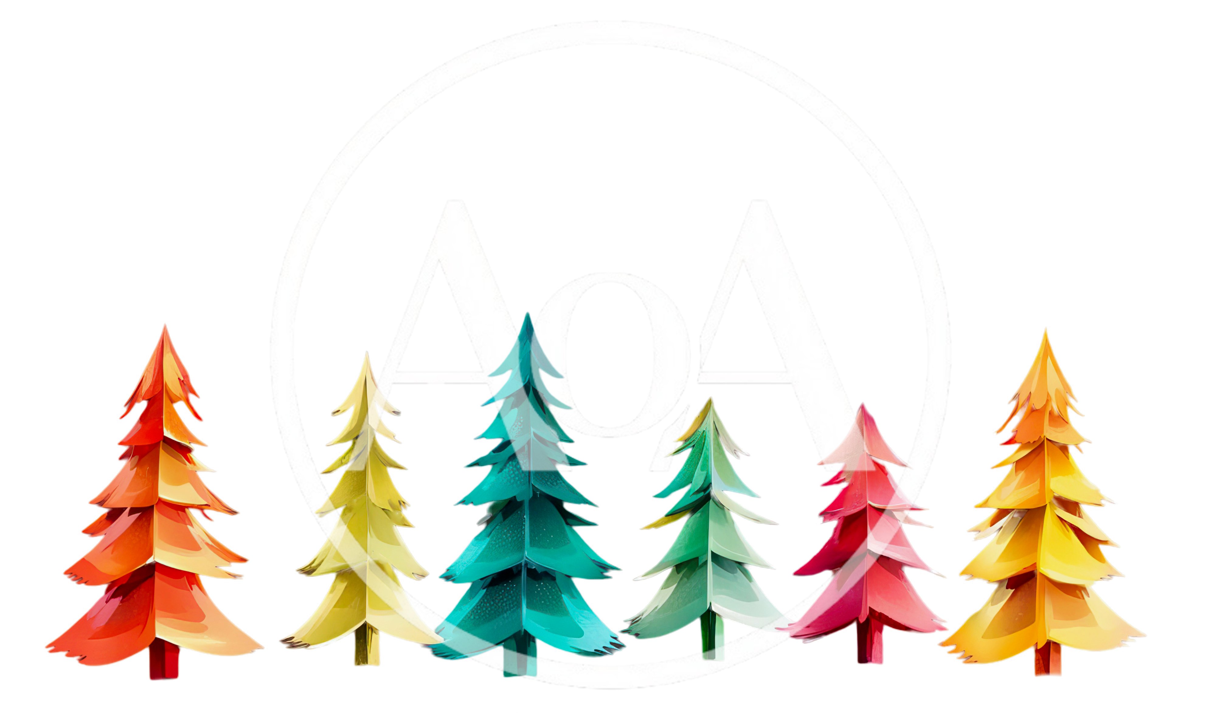 Colorful Paper Craft Christmas Trees On White Background