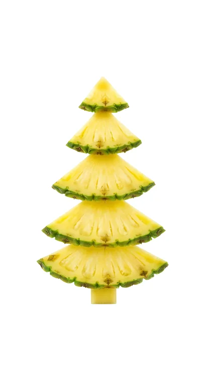 Pineapple Slices Arranged As A Christmas Tree