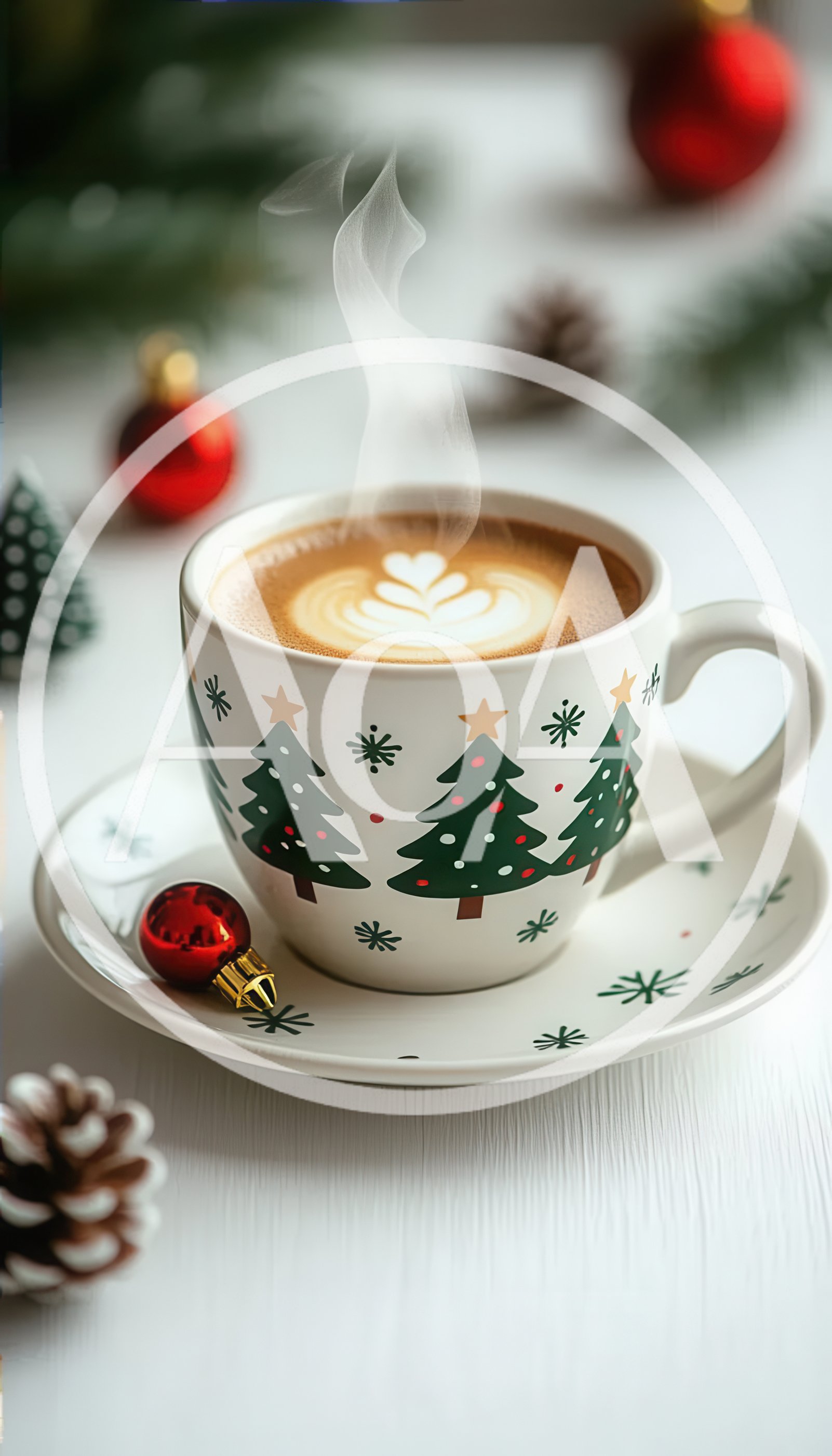 Christmas Coffee Cup With Latte Art