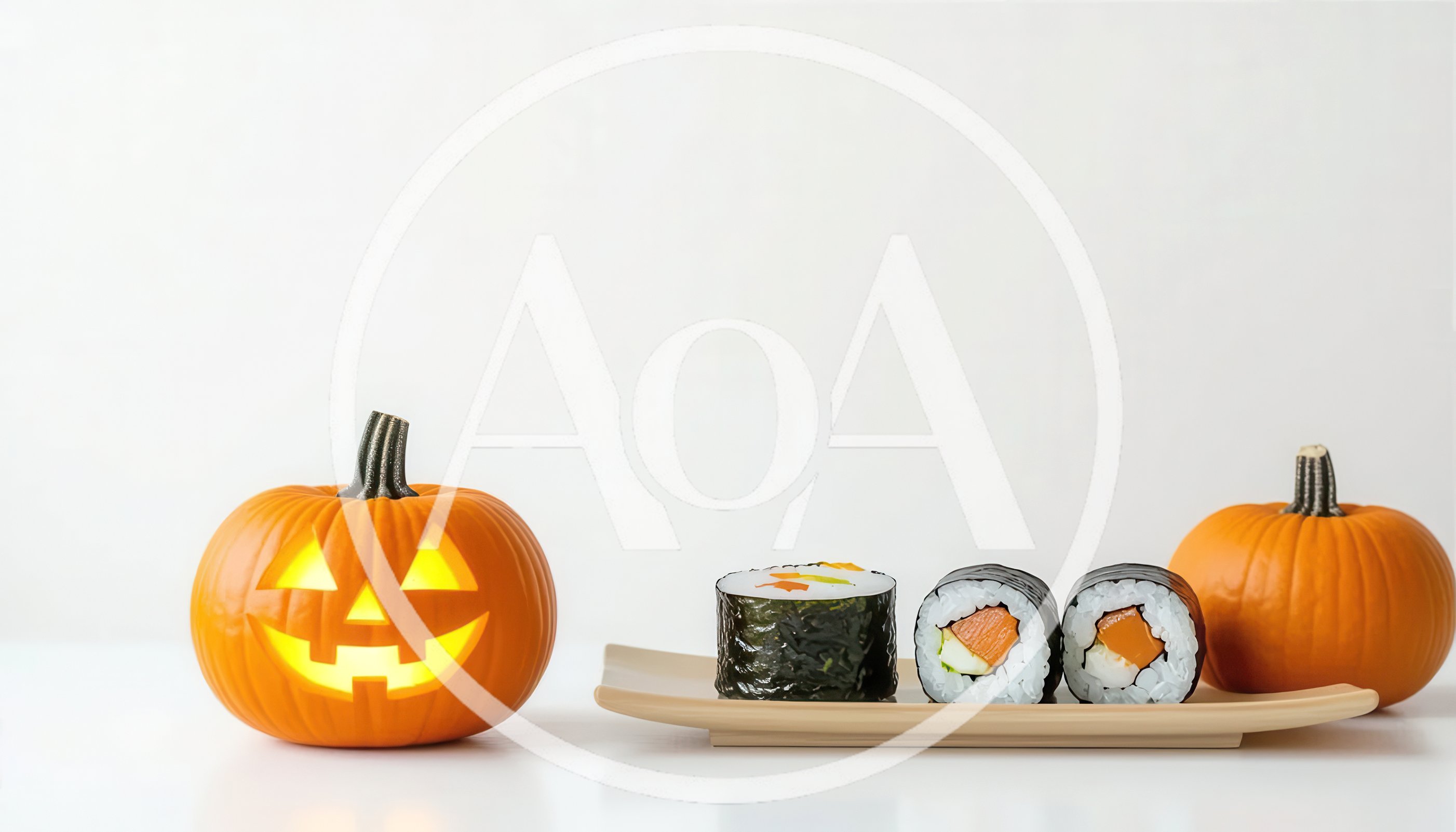 Halloween Sushi Platter With Jack O Lantern Pumpkin