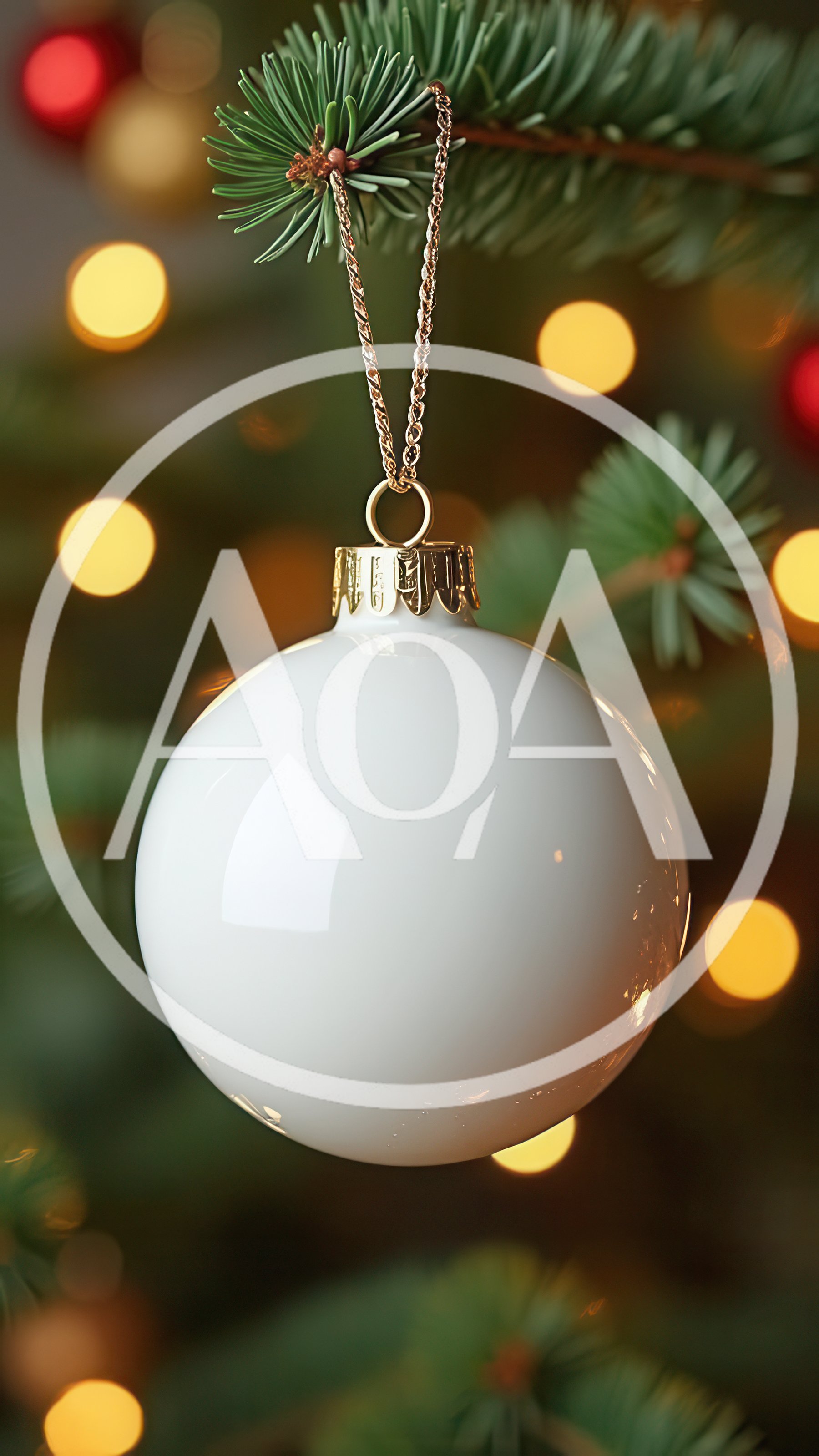 White Christmas Ornament Hanging On A Pine Tree