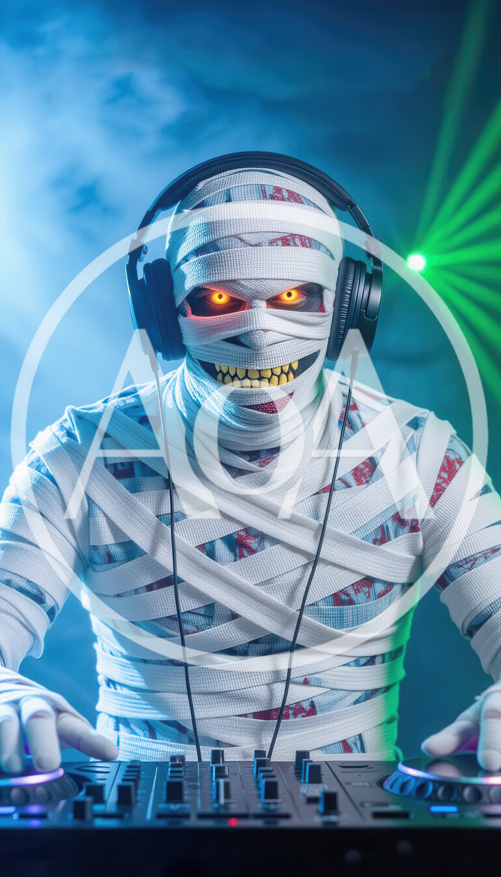 Mummy DJ Performing With Headphones At Nightclub