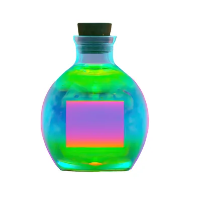 Glowing Iridescent Potion Bottle With Blank Label