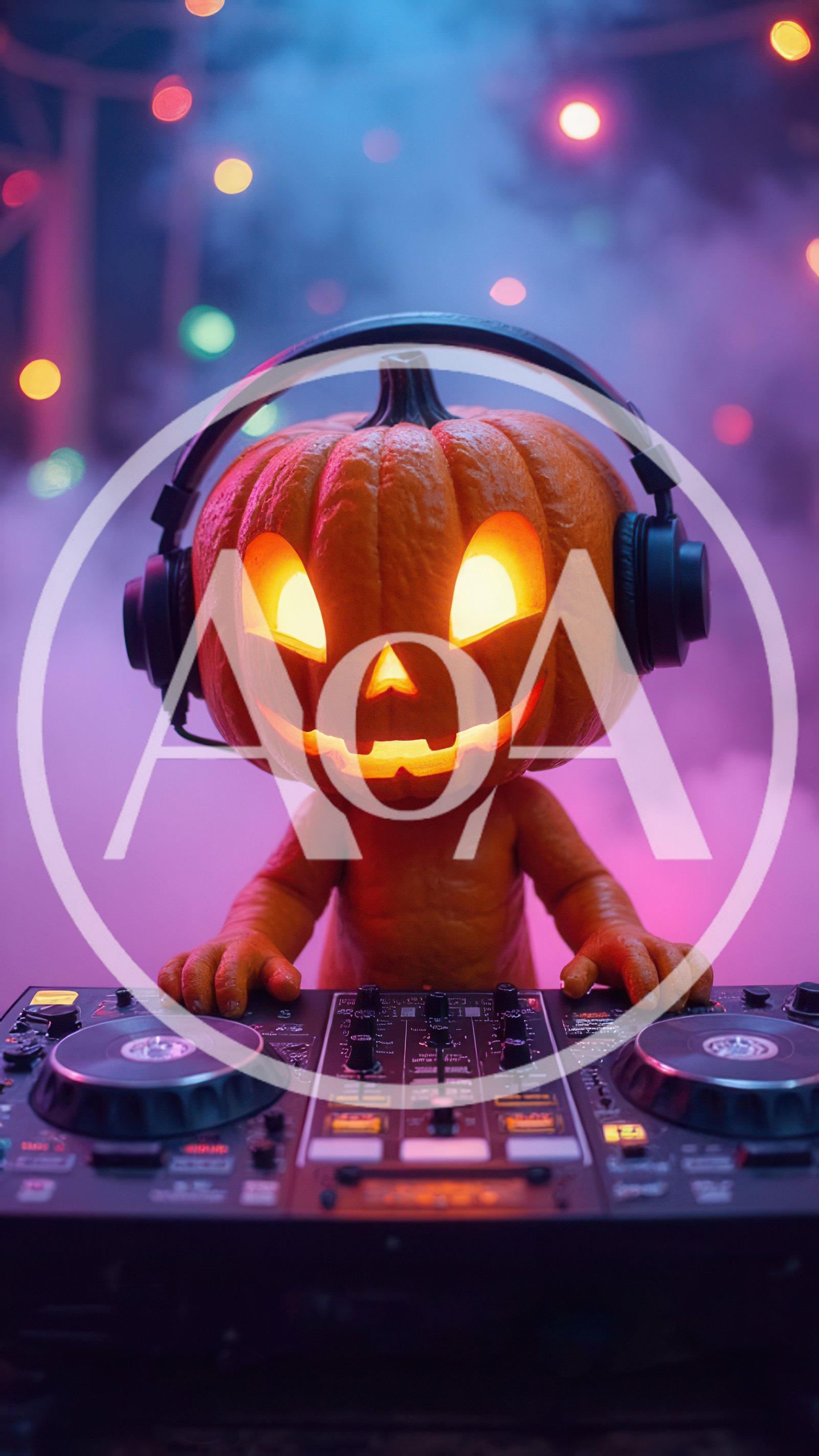 Jack O Lantern Pumpkin DJ Playing Music