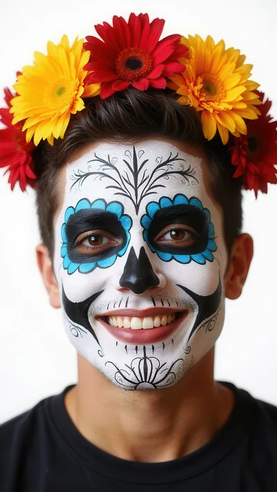 Young Man Wearing Day Of The Dead Face Paint