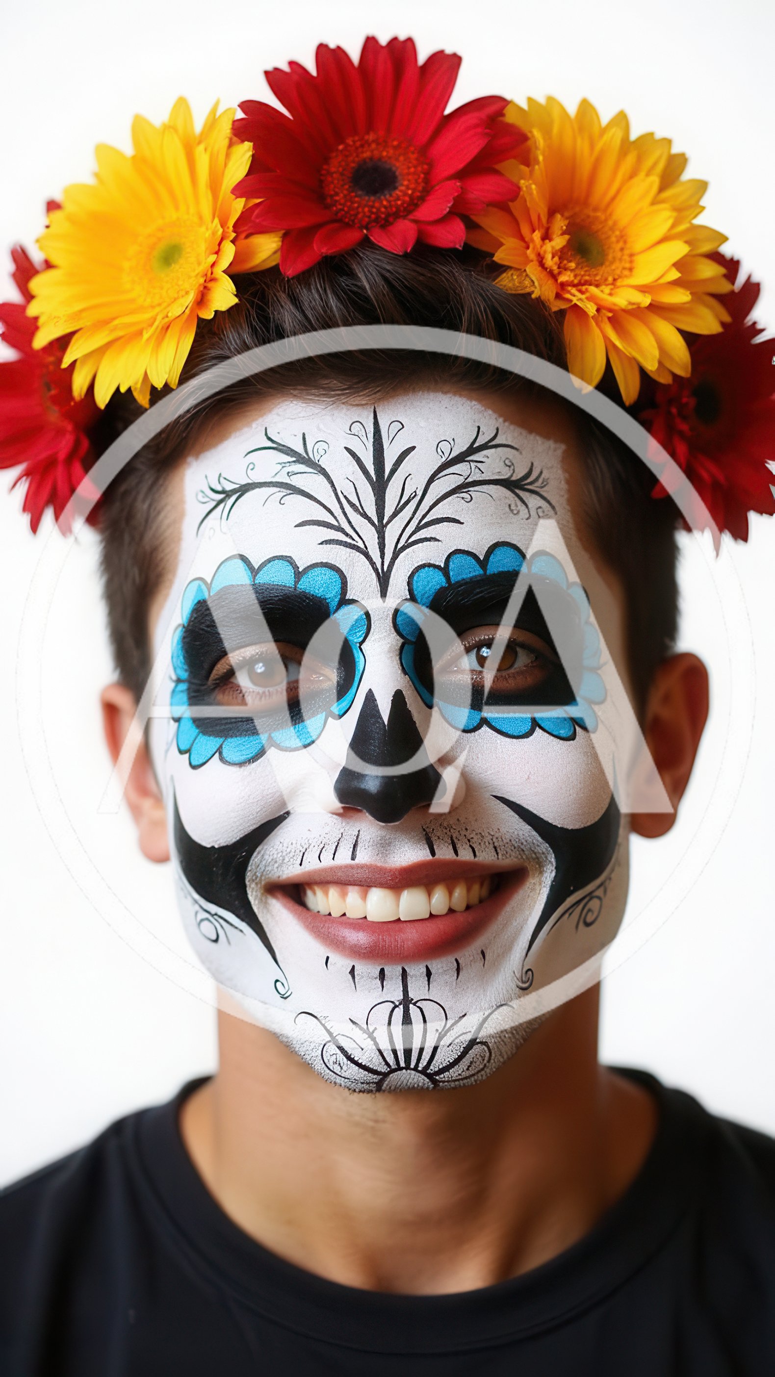 Young Man Wearing Day Of The Dead Face Paint