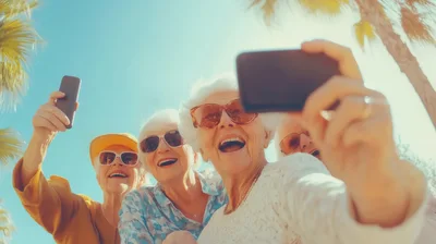 Group of Happy Senior Women Taking a Selfie