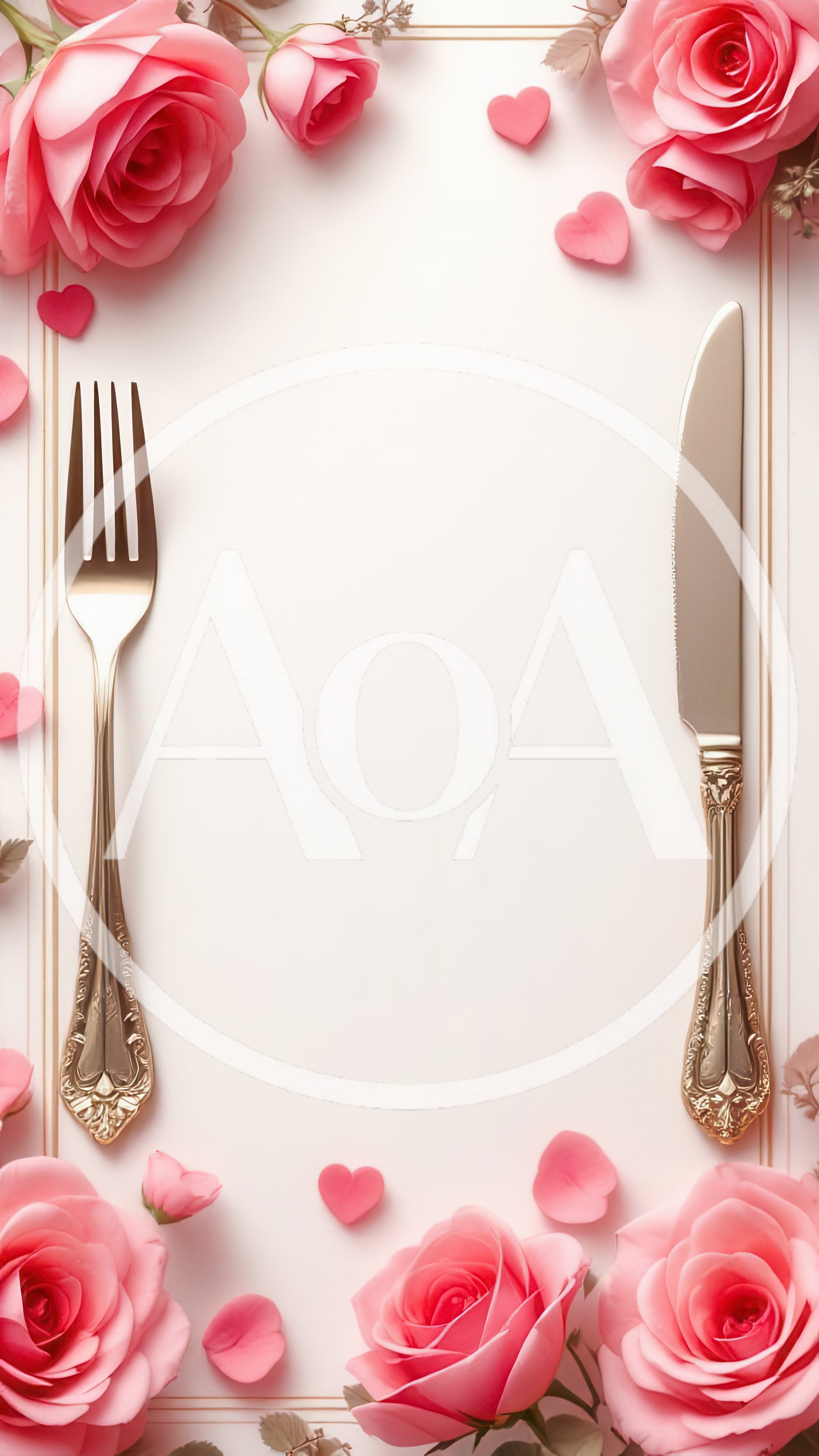 Romantic Table Setting With Pink Roses And Cutlery