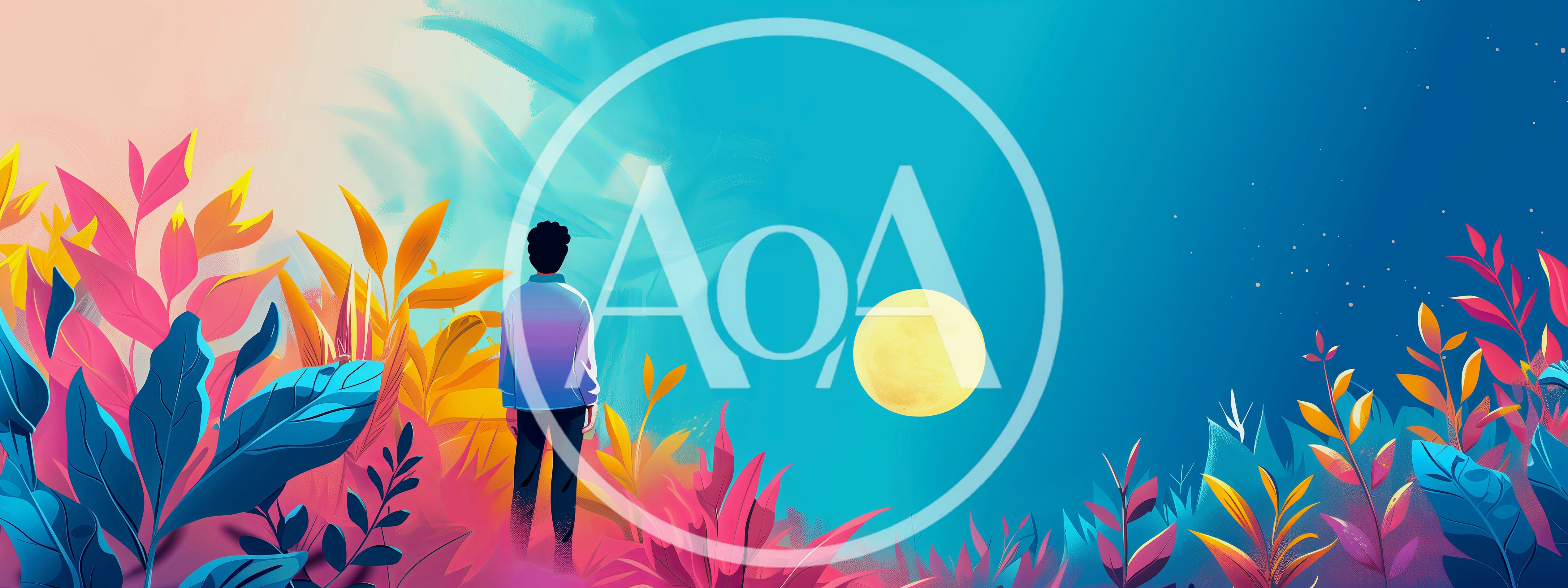 Man Standing Alone In A Vibrant Surreal Landscape