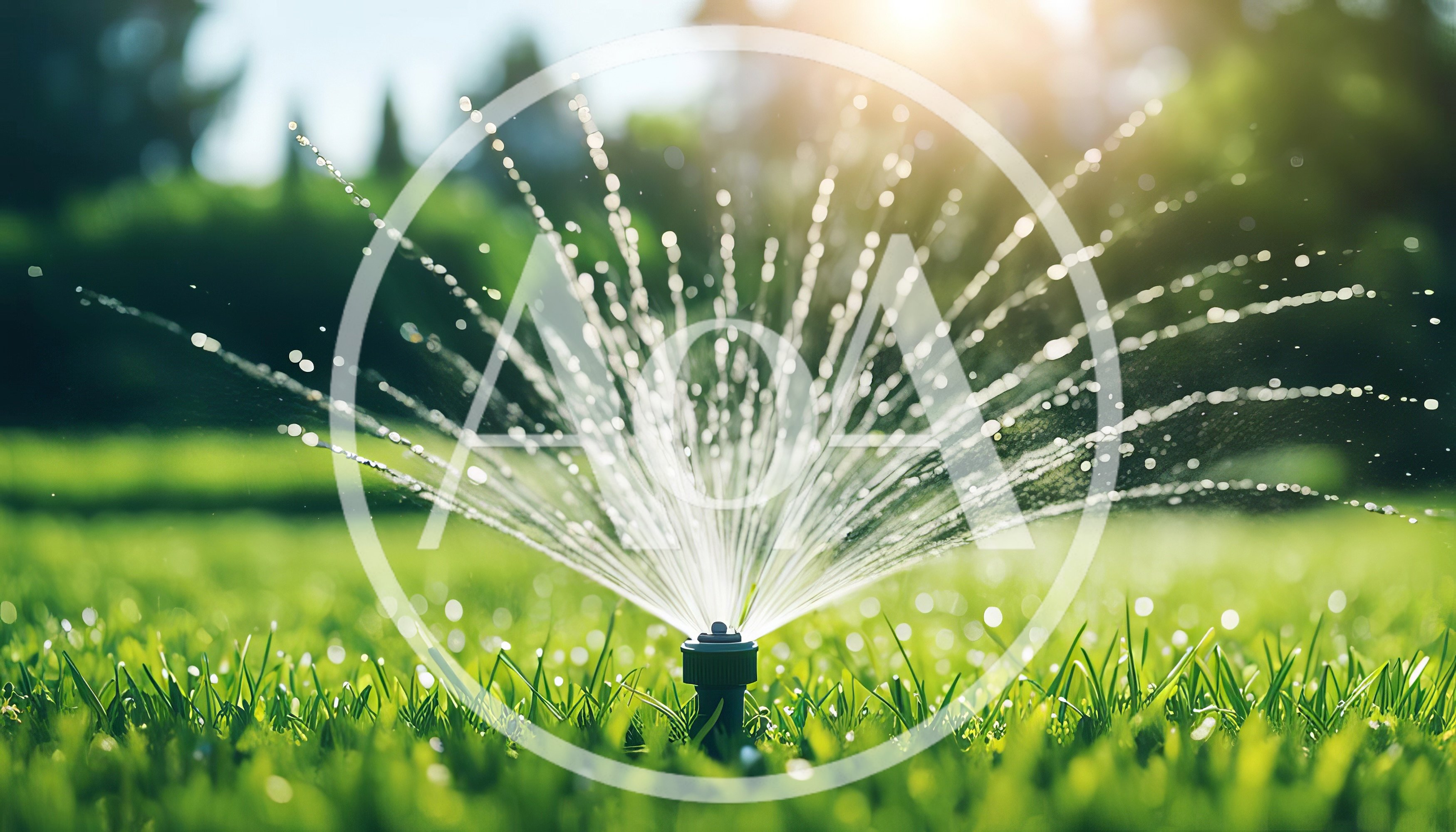 Lawn Sprinkler Spraying Water Over Green Grass