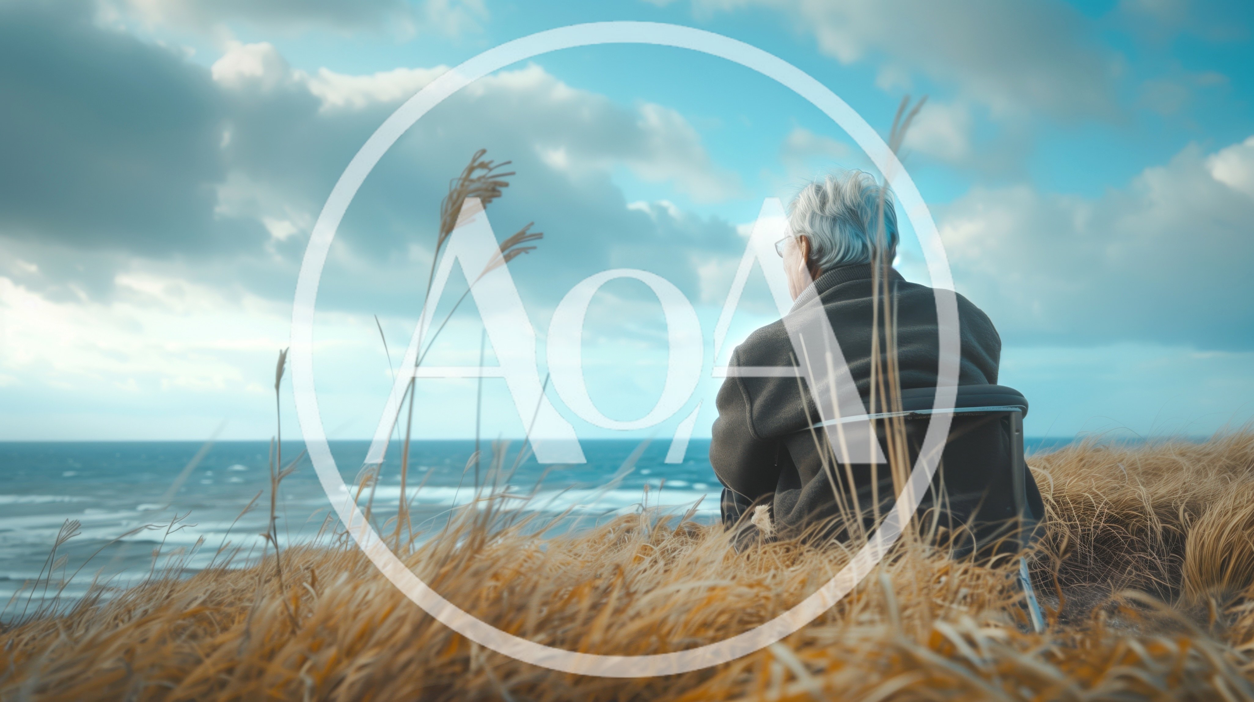 Elderly Person Sitting Alone Overlooking The Ocean