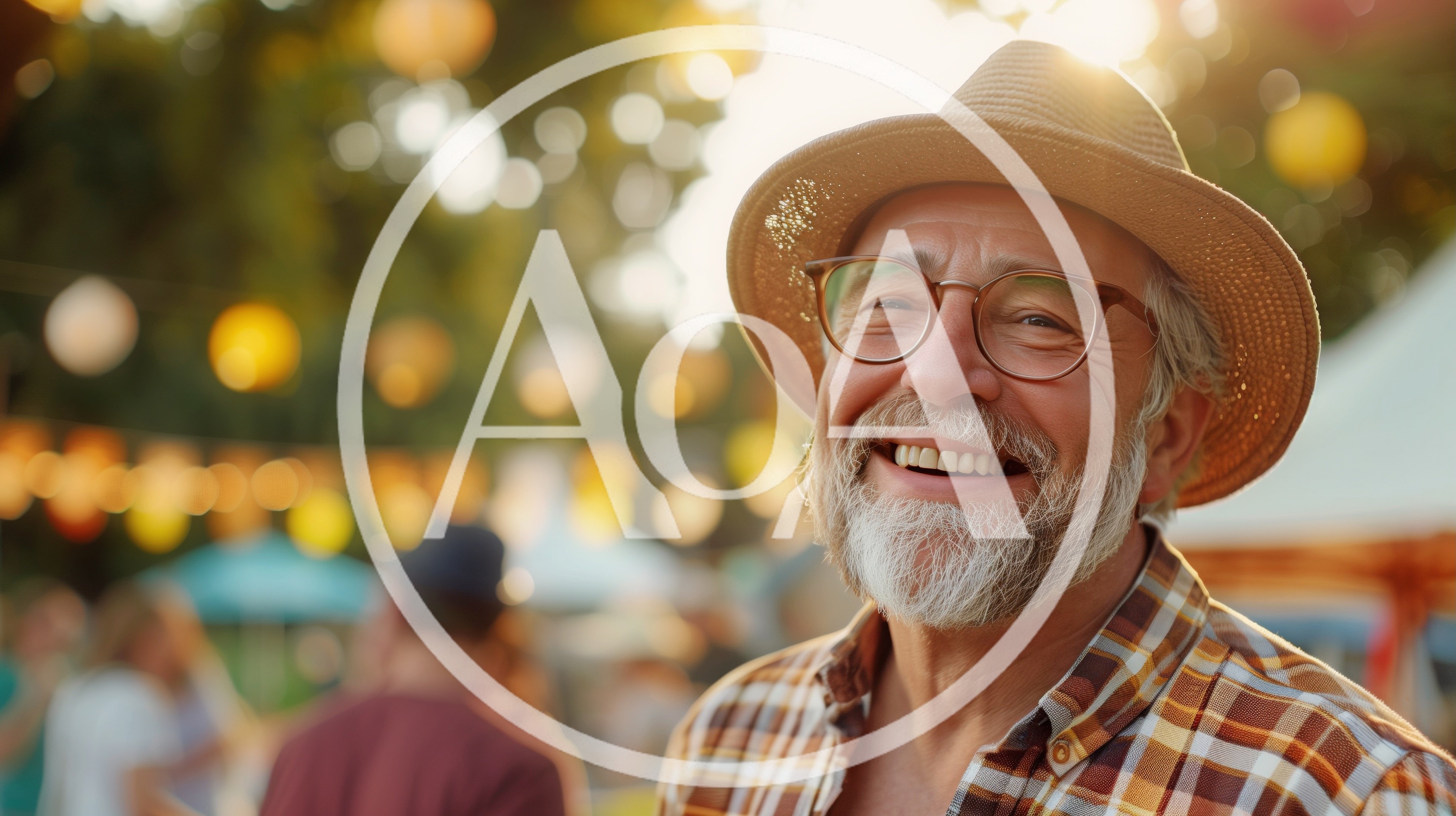 Happy Senior Man Smiling at Outdoor Summer Festival
