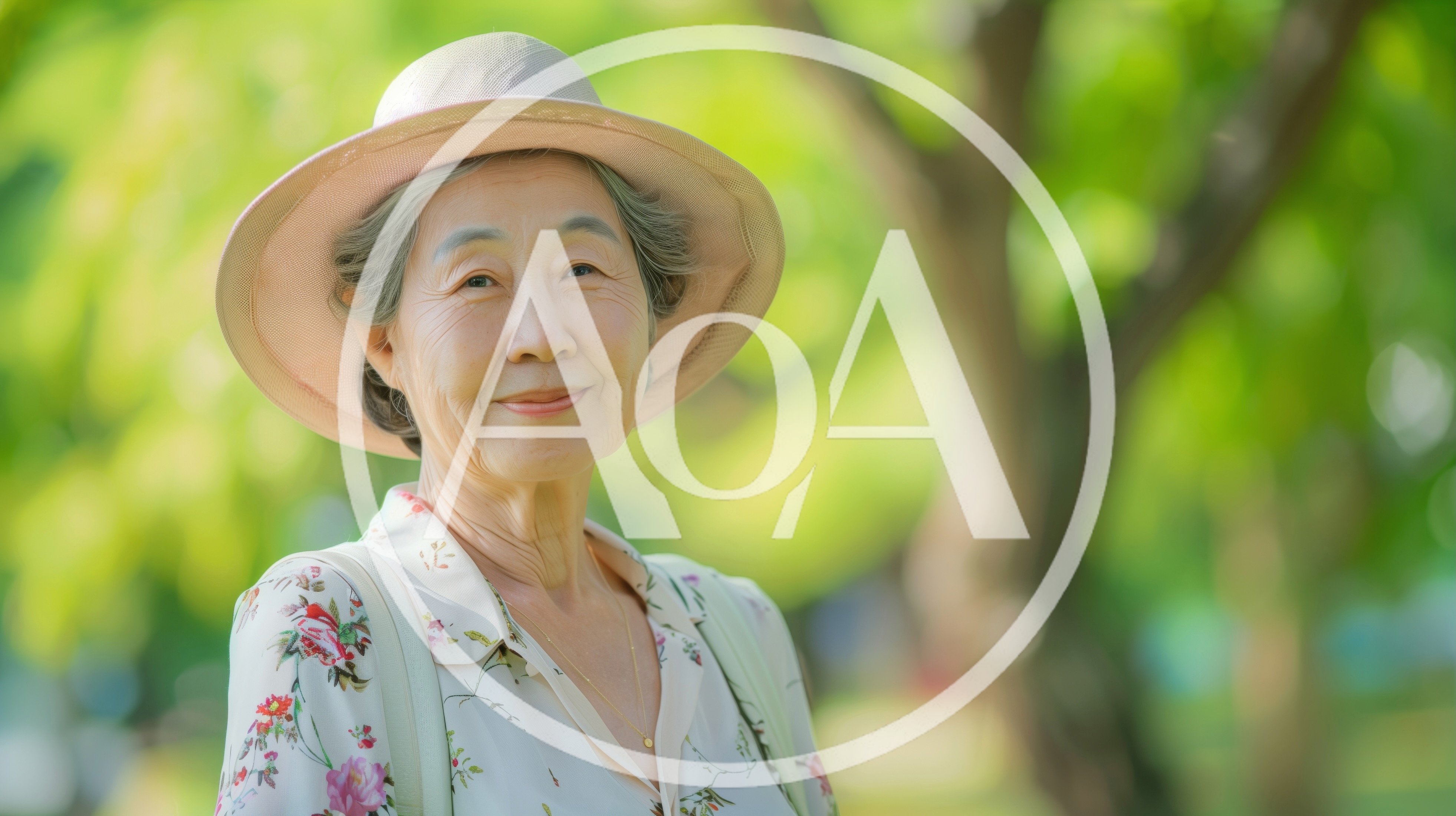 Portrait Of A Smiling Senior Asian Woman In A Park