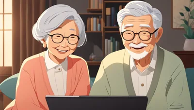Elderly Couple Smiling While Using A Laptop Together