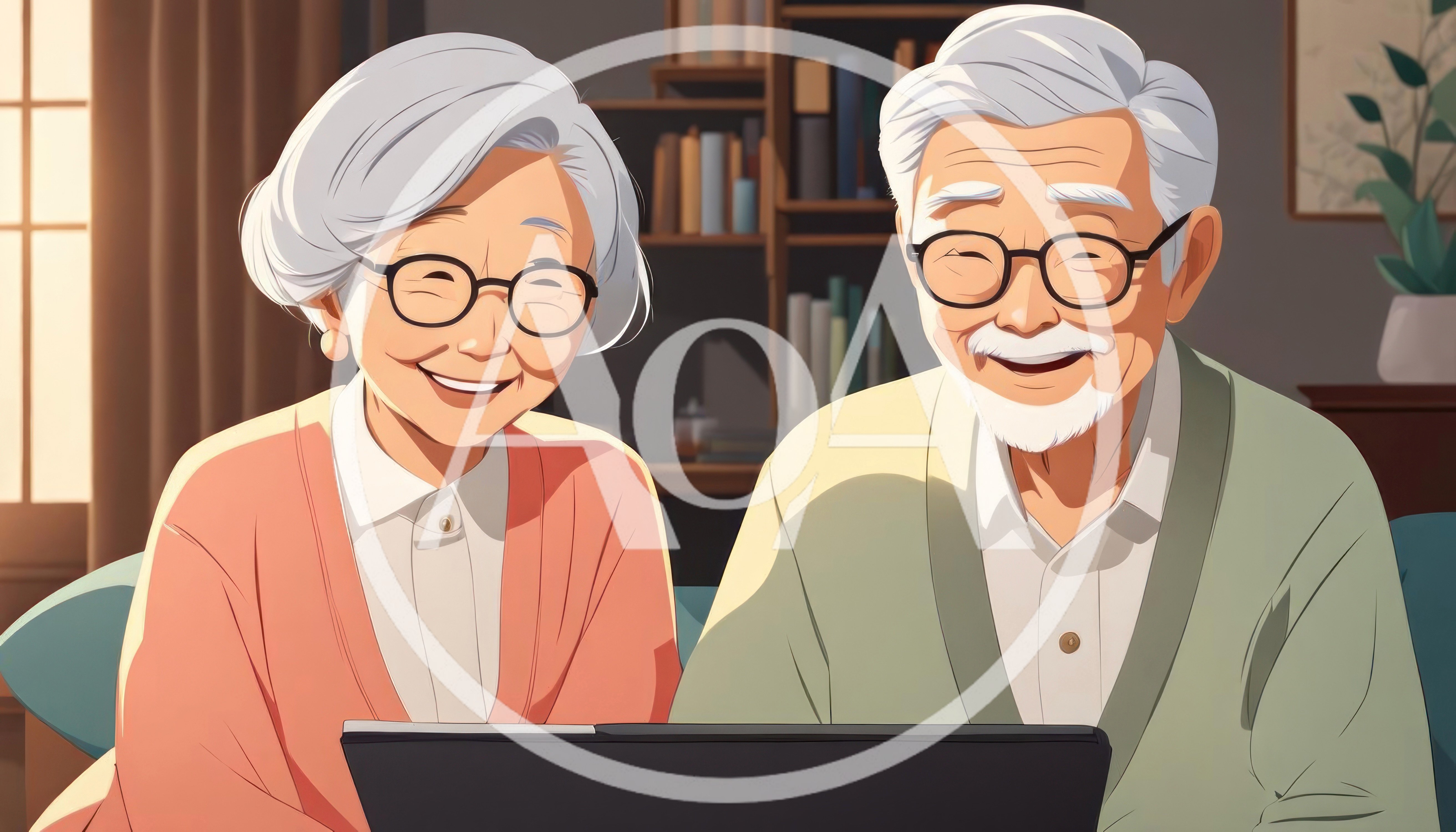Elderly Couple Smiling While Using A Laptop Together