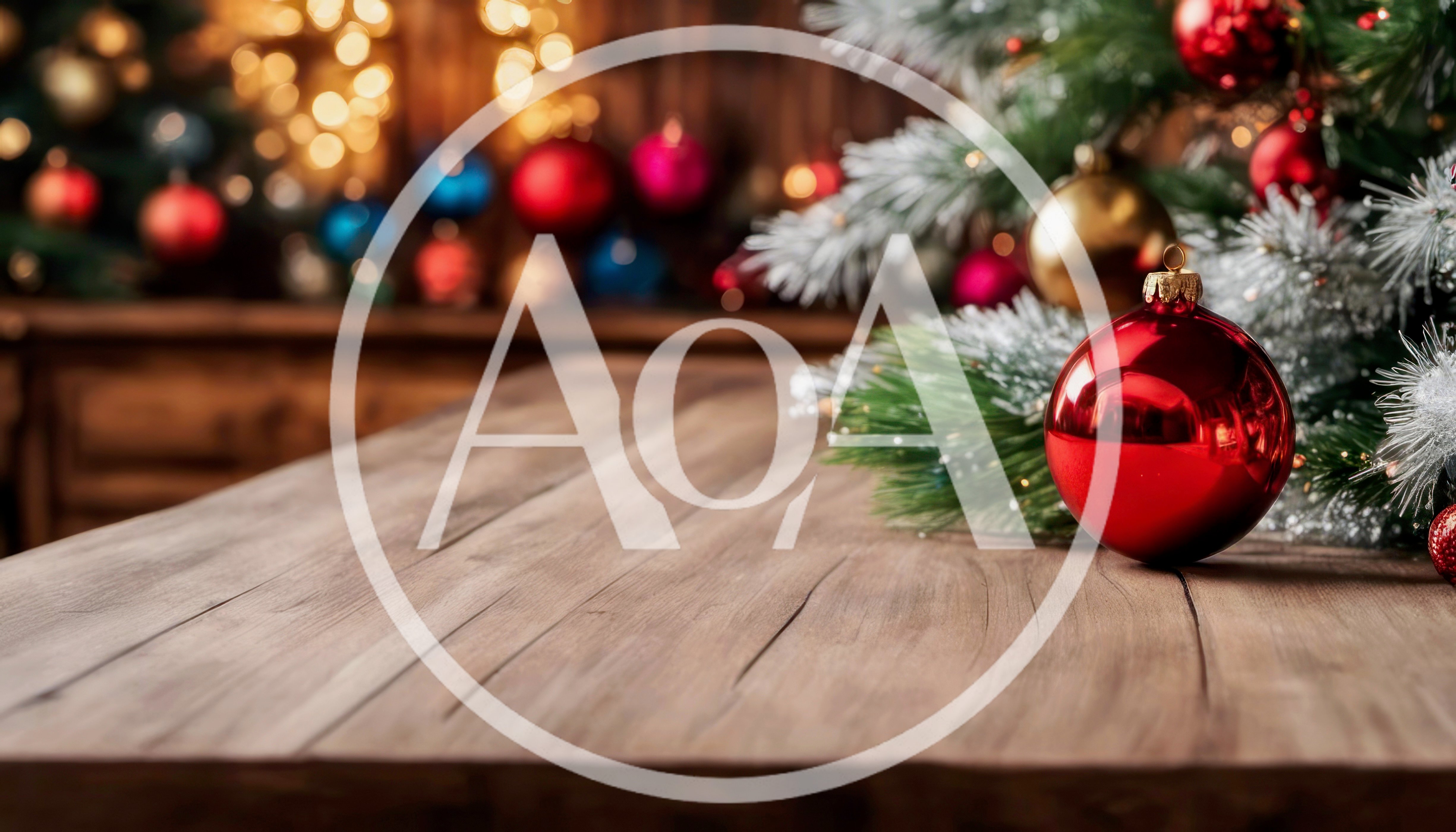 Red Christmas Ornament on Wooden Table