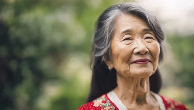 Portrait Of A Serene Elderly Asian Woman