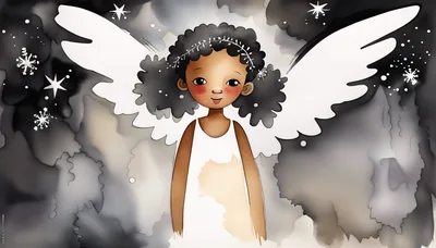 Whimsical Illustration Of A Young Black Angel