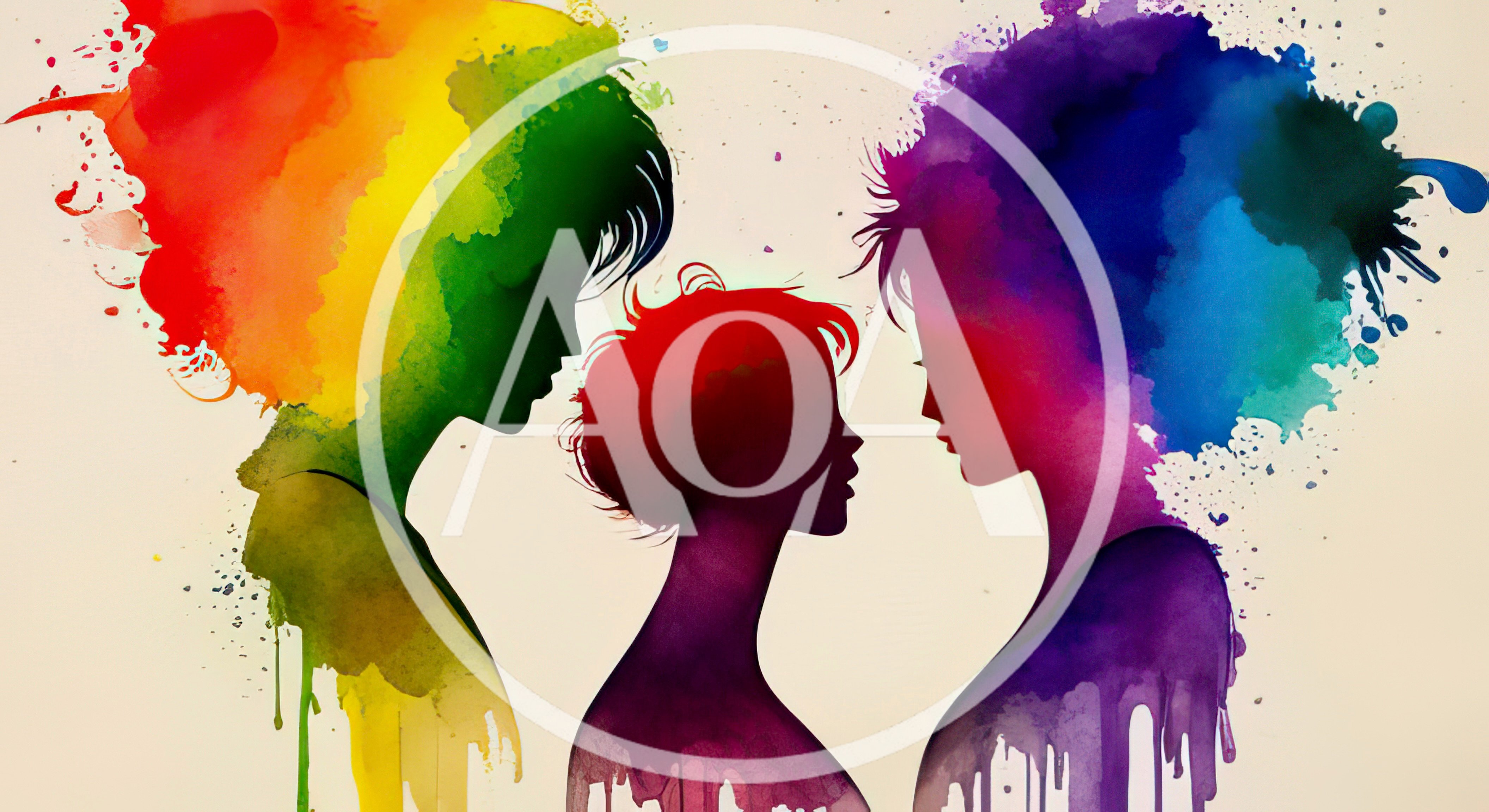 Watercolor Silhouettes Of A Family In Profile