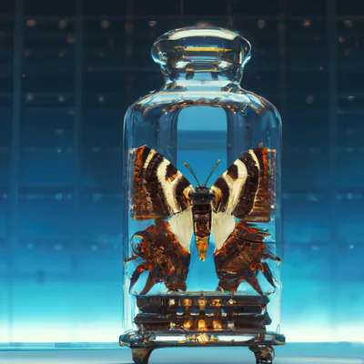 Butterfly Specimen Preserved Inside A Glass Jar