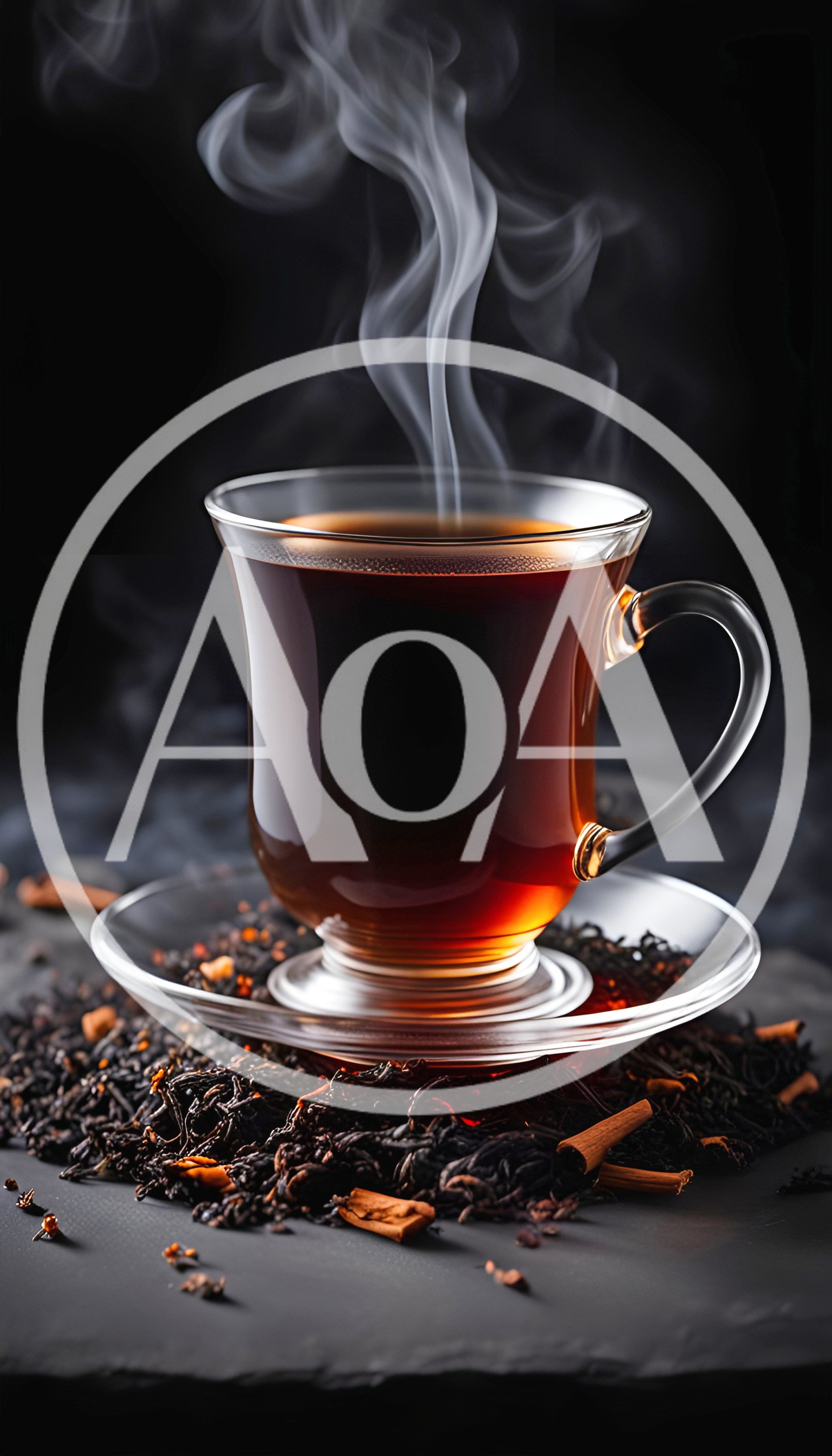 Steaming Cup Of Hot Black Tea With Cinnamon Sticks