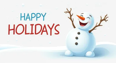 Cheerful Cartoon Snowman Celebrating Happy Holidays