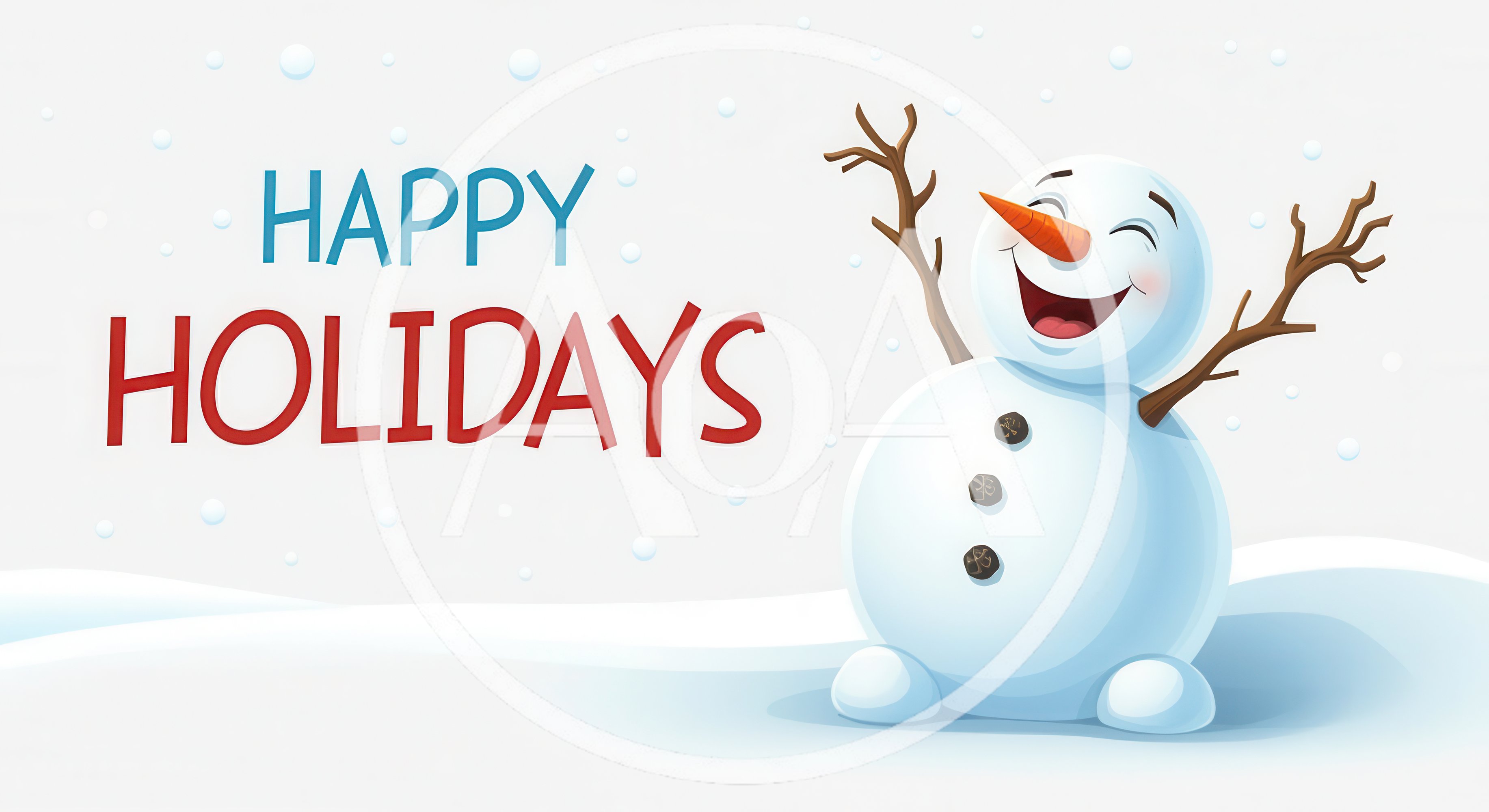 Cheerful Cartoon Snowman Celebrating Happy Holidays