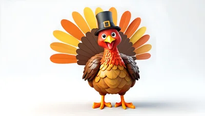 Cartoon Thanksgiving Turkey Wearing A Pilgrim Hat