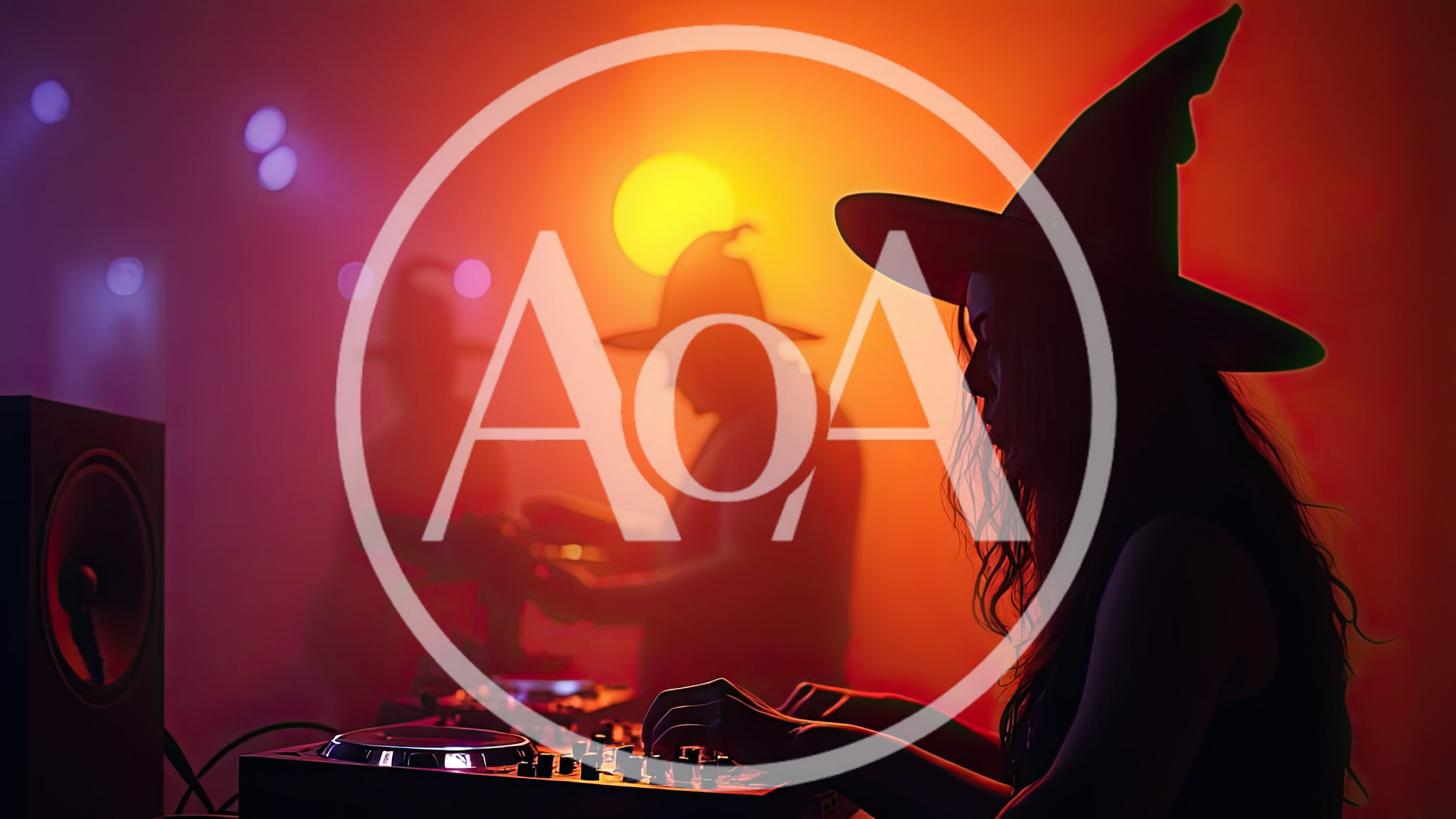 Witch DJ Performing at Halloween Nightclub Party