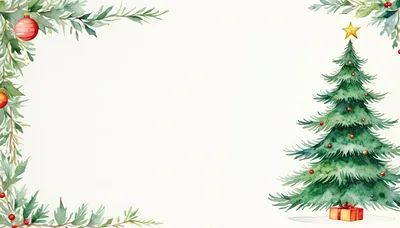 Watercolor Christmas Tree And Foliage Border Background