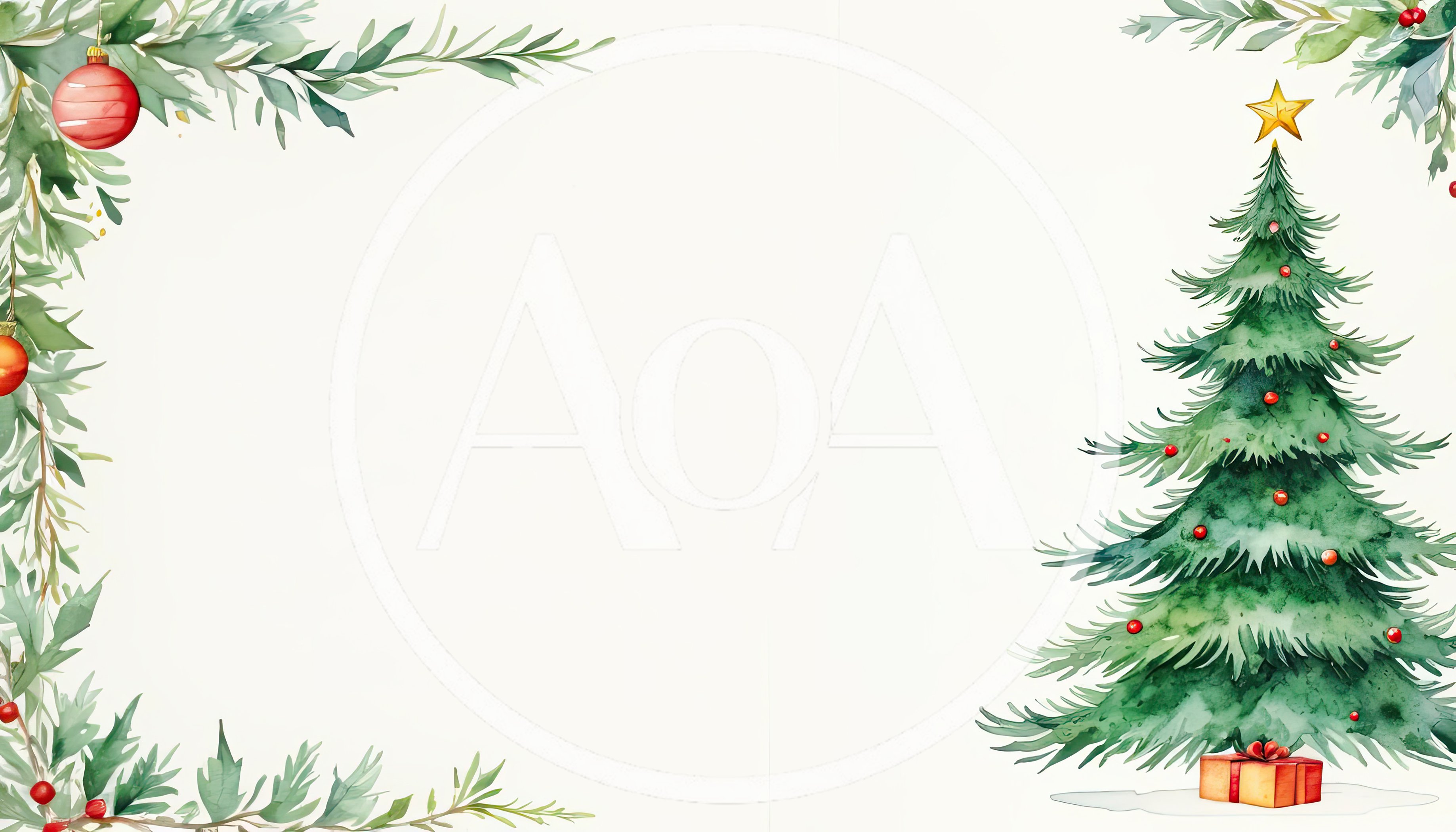Watercolor Christmas Tree And Foliage Border Background