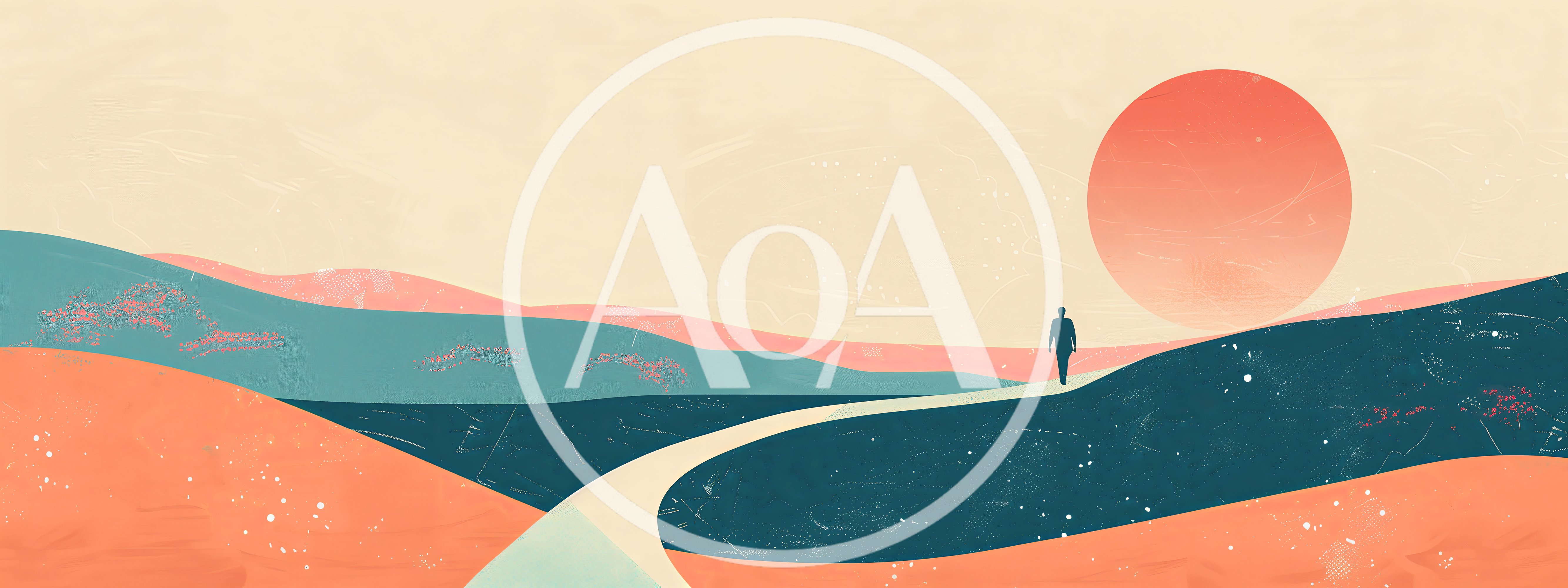 Minimalist Illustration Of A Lone Traveler Walking
