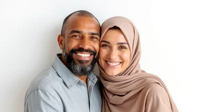 Happy Middle Eastern Couple Smiling Together