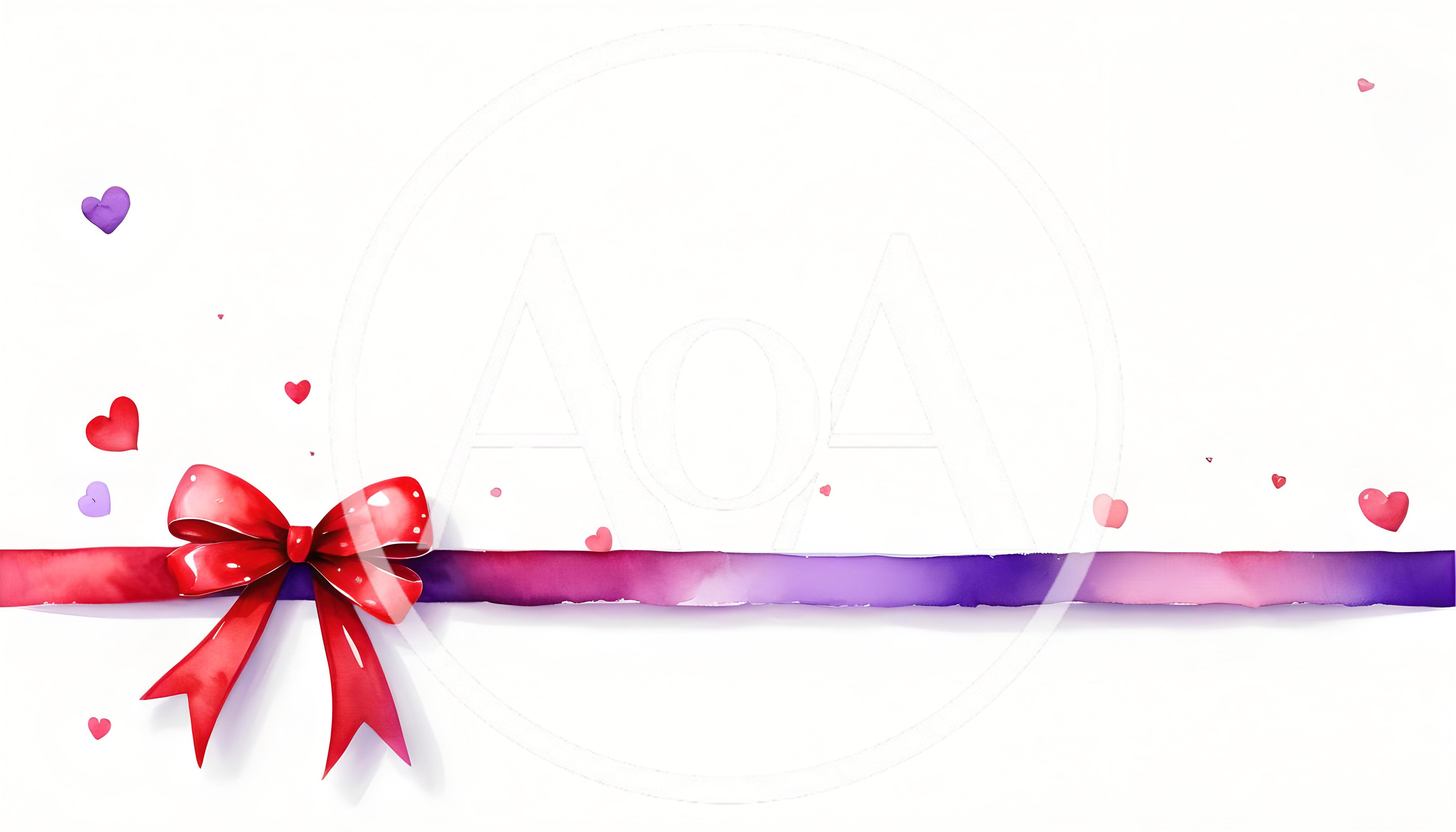 Watercolor Red Ribbon Bow With Floating Hearts