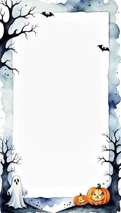 Halloween Themed Decorative Border With Spooky Elements