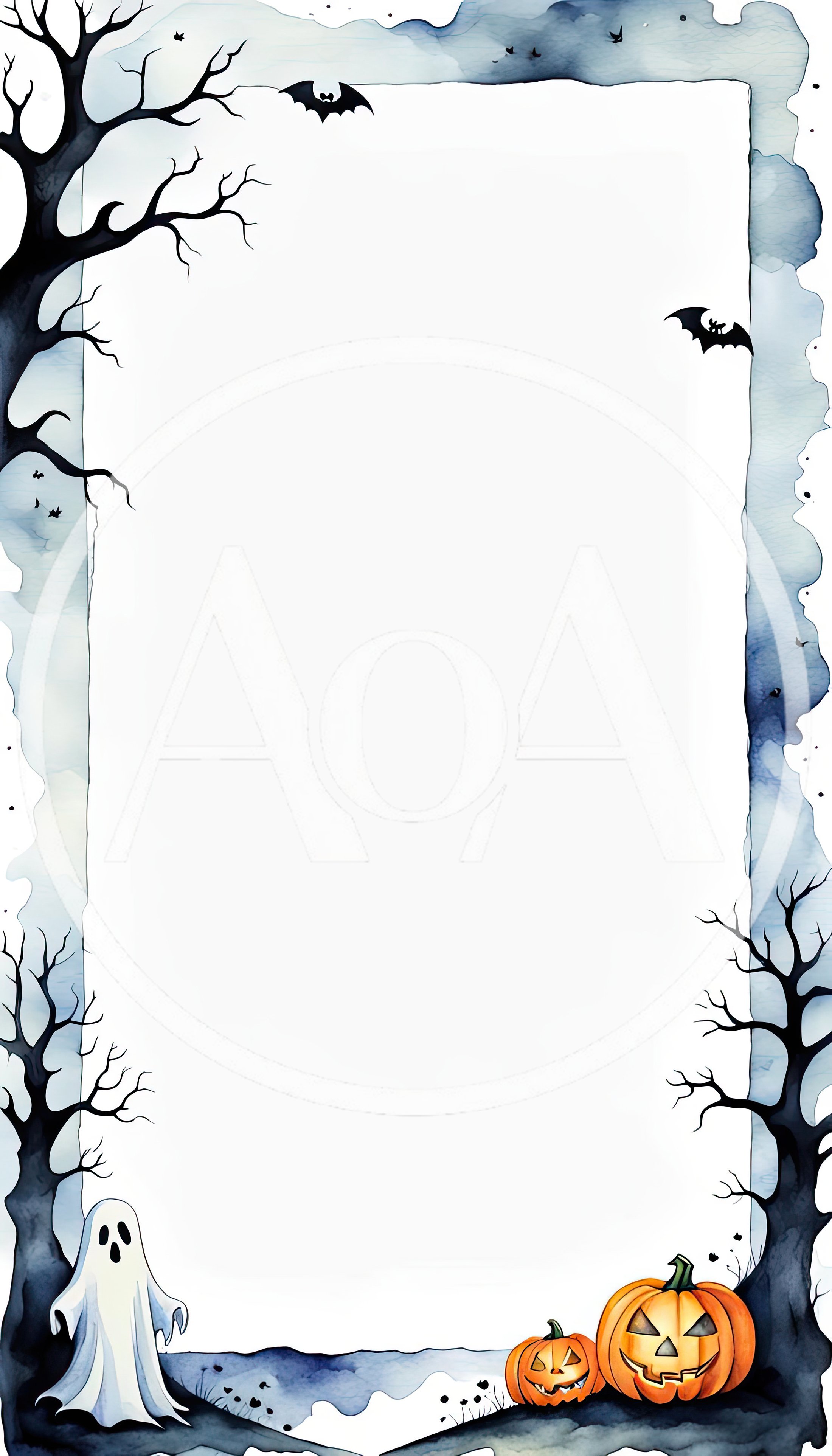 Halloween Themed Decorative Border With Spooky Elements
