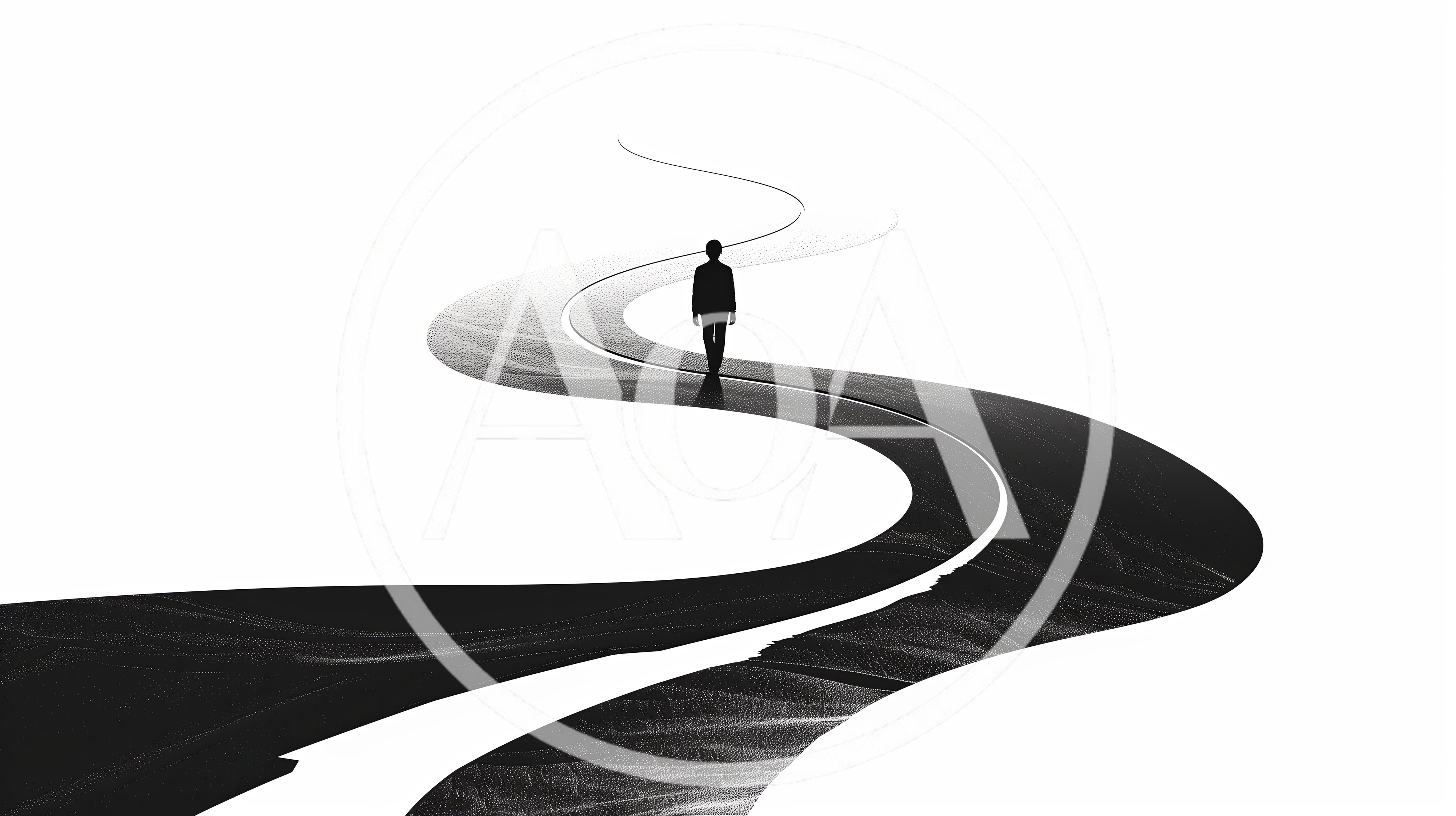 Silhouette Of A Person Walking Along A Winding Path