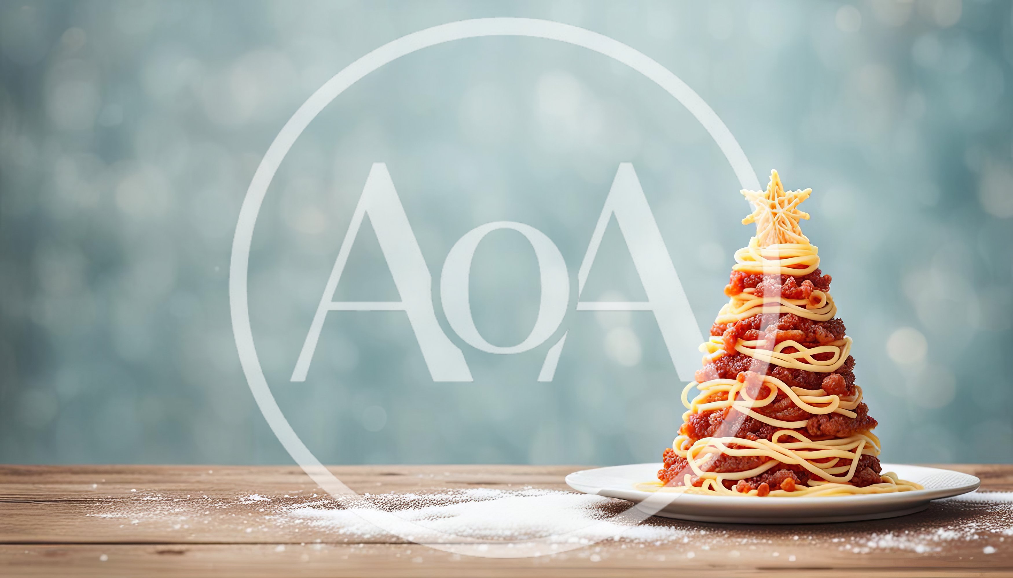 Spaghetti Christmas Tree On A Wooden Table