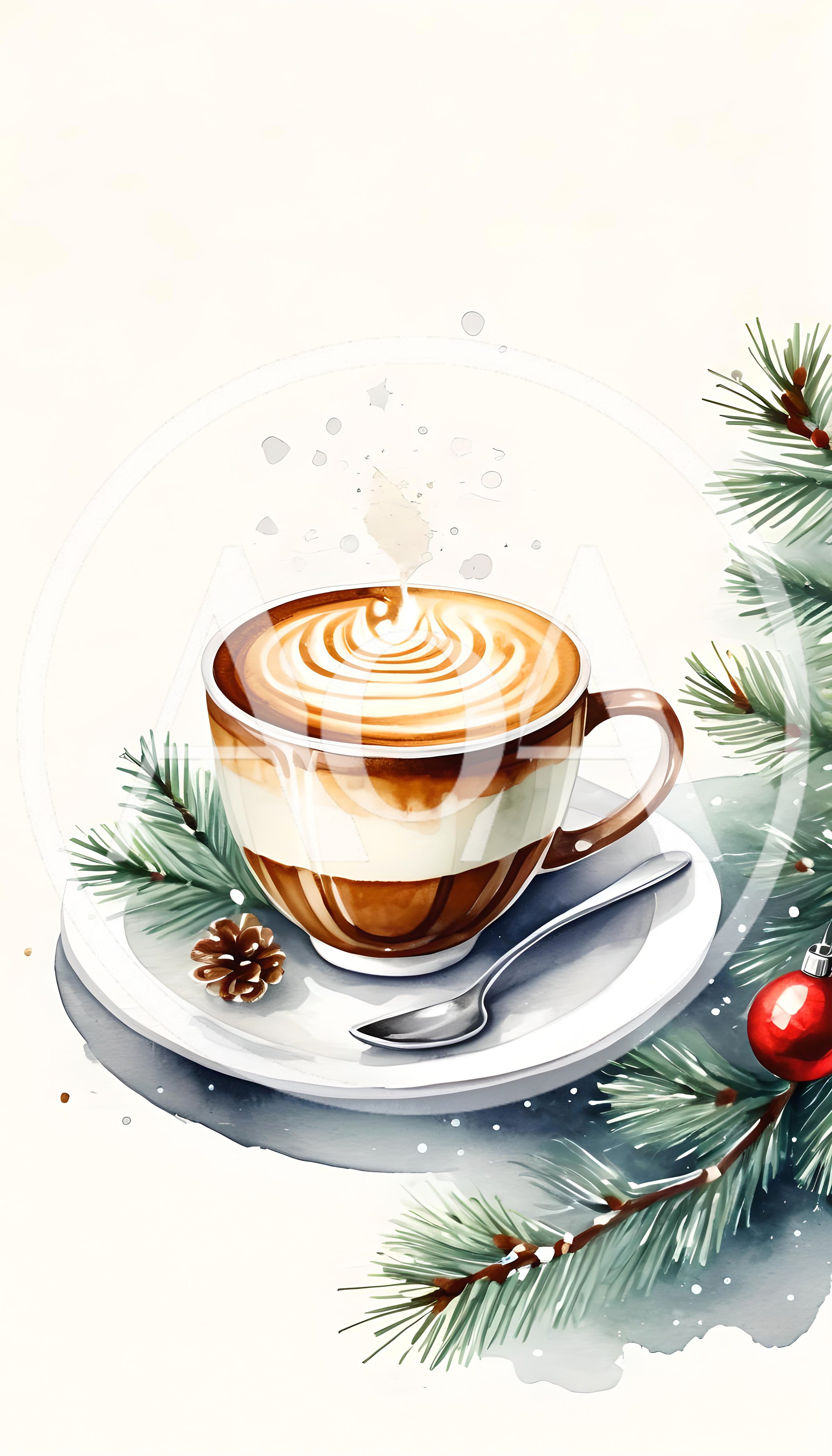 Watercolor Illustration Of A Christmas Latte