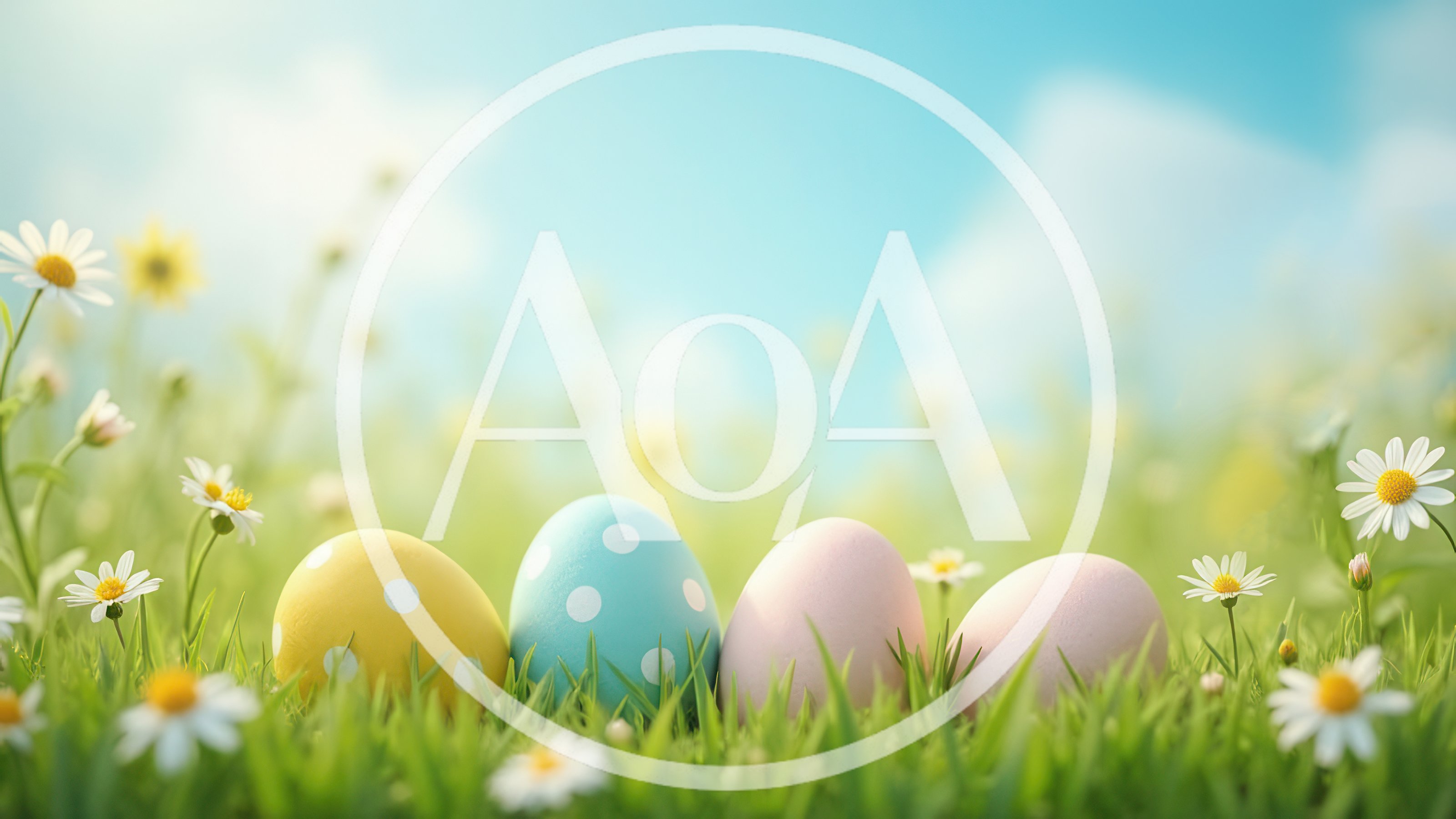Four Colorful Easter Eggs In A Sunny Meadow