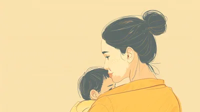 Mother Holding Her Young Child In A Tender Embrace