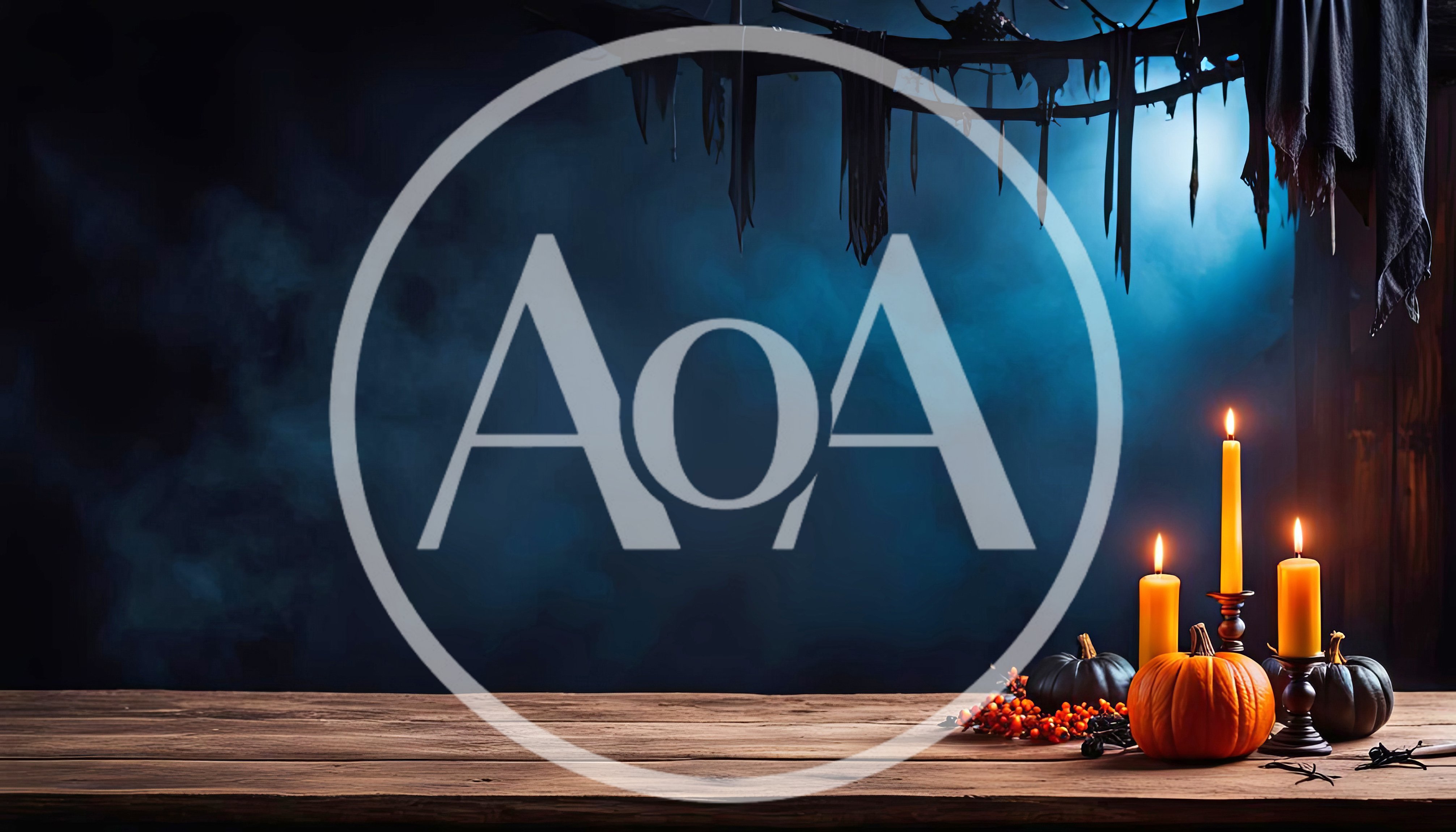 Halloween Table Setting With Pumpkins And Candles