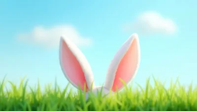 Easter Bunny Ears Peeking Out From Green Grass