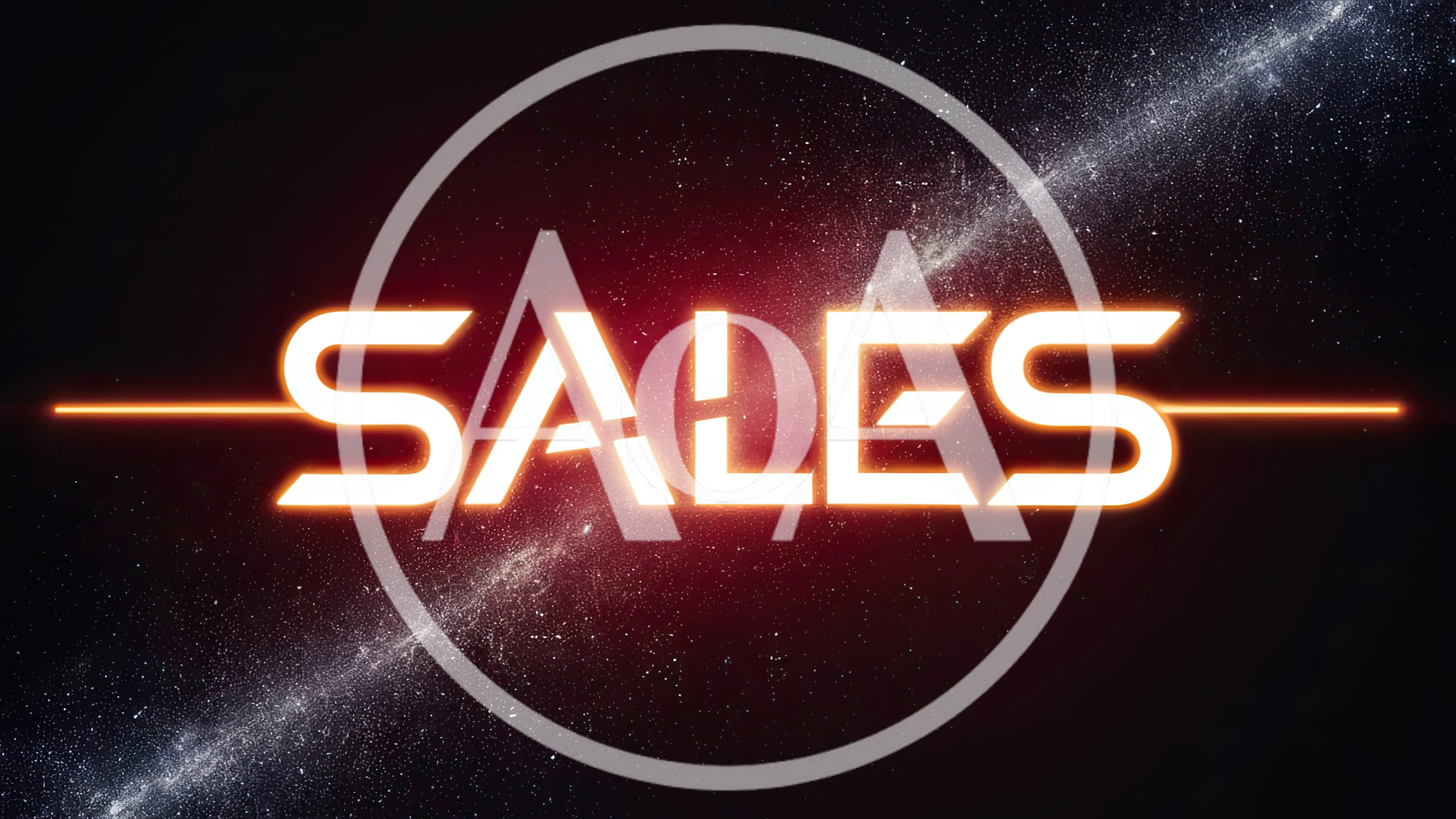 Glowing Neon Sales Text On Cosmic Space Background