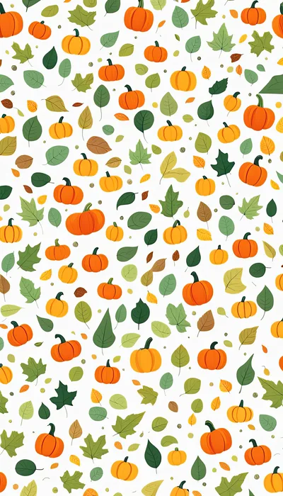 Autumn Pumpkin And Fall Leaf Pattern Background