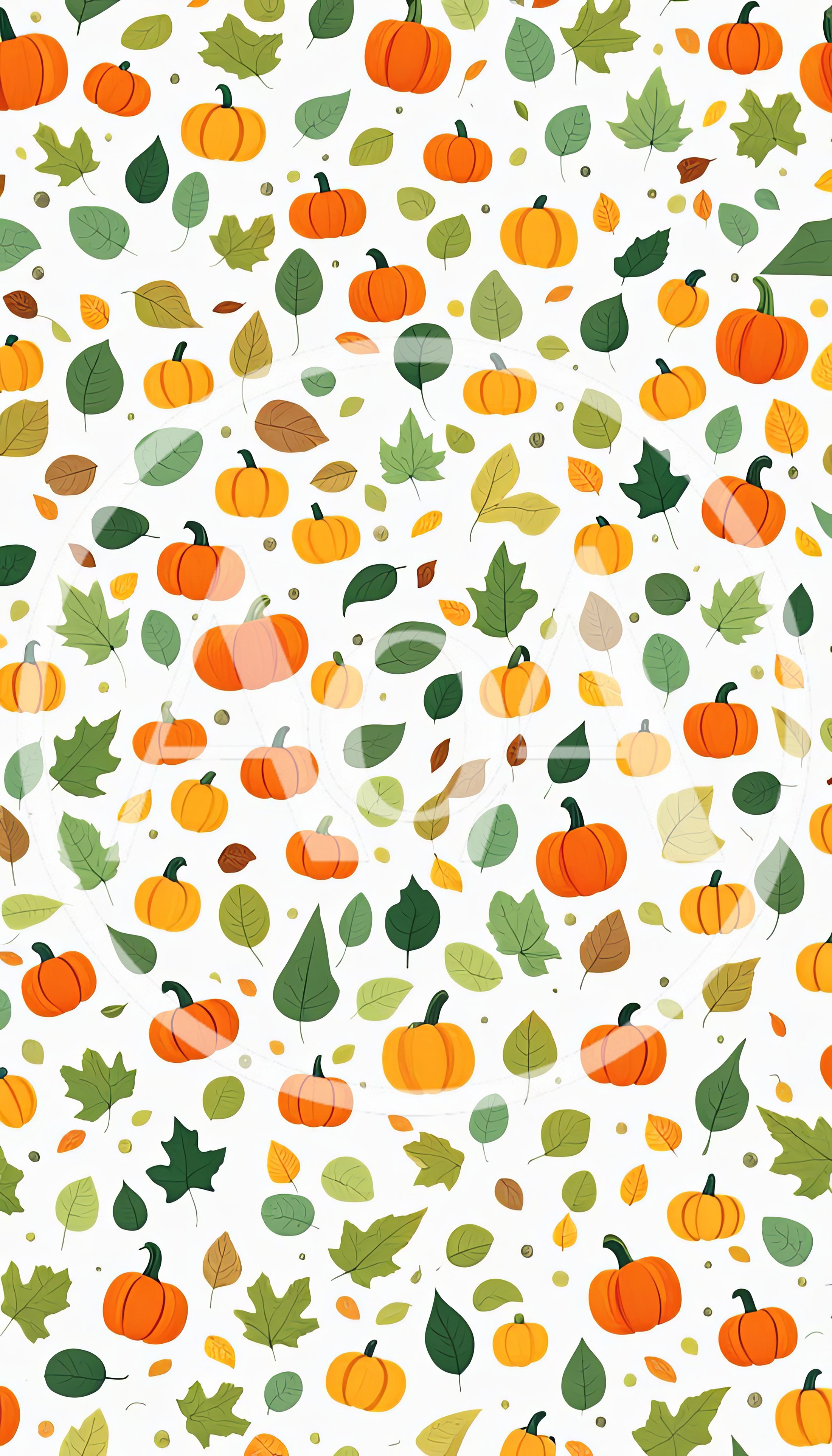 Autumn Pumpkin And Fall Leaf Pattern Background