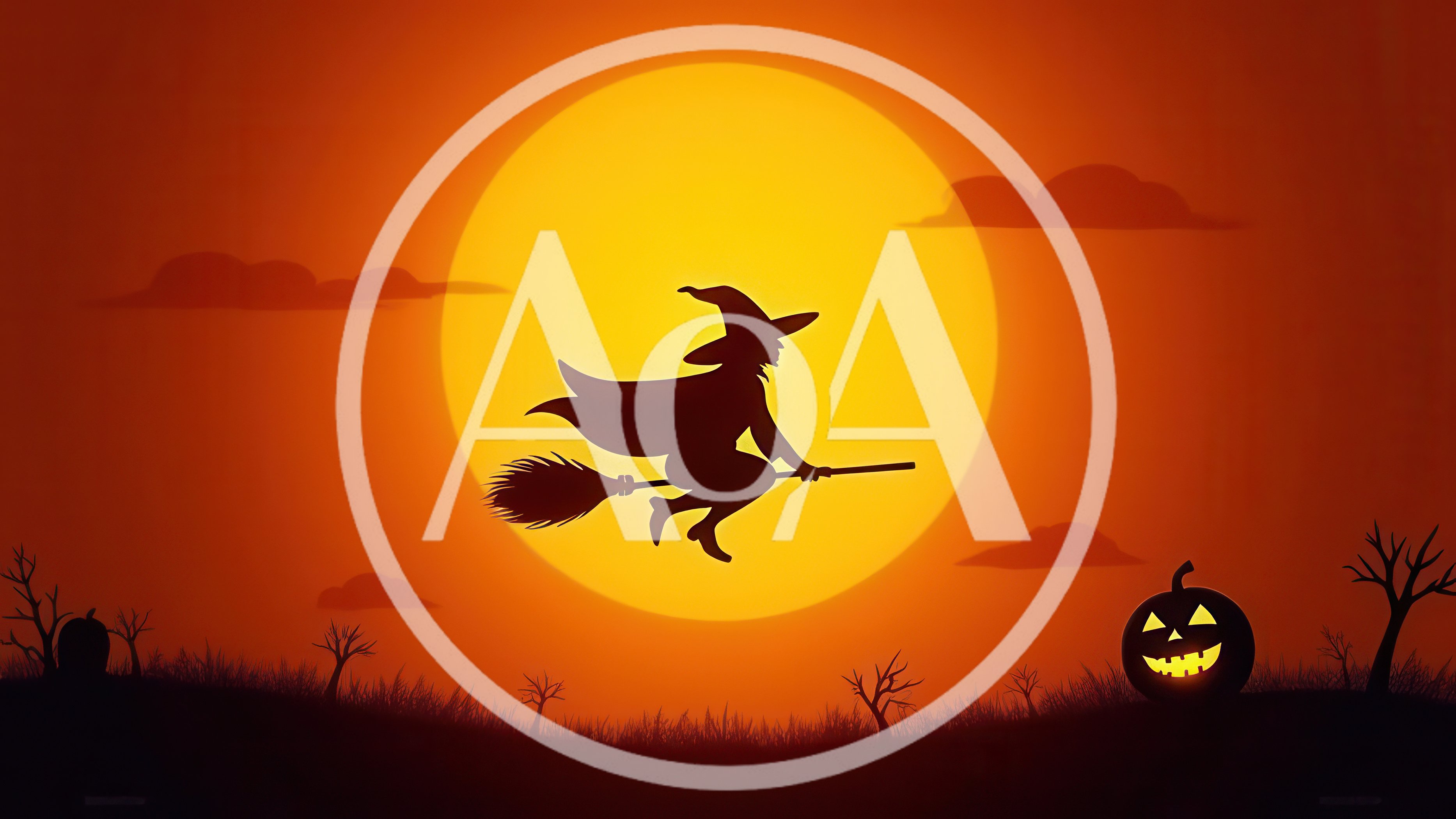 Silhouette Of A Witch Flying On A Broomstick